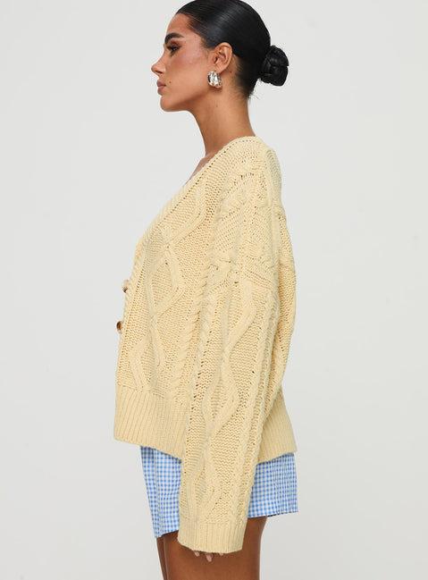 Daxtan Cable Cardigan Lemon Product Image