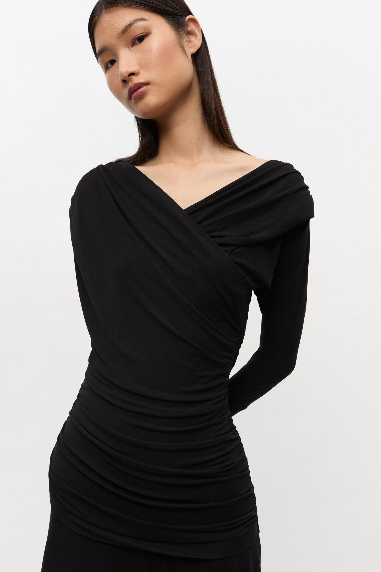 Black Ruched Dress Product Image