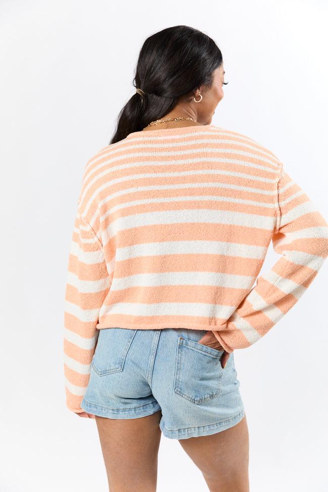 All Decked Out Orange Lightweight Striped Sweater SALE Product Image