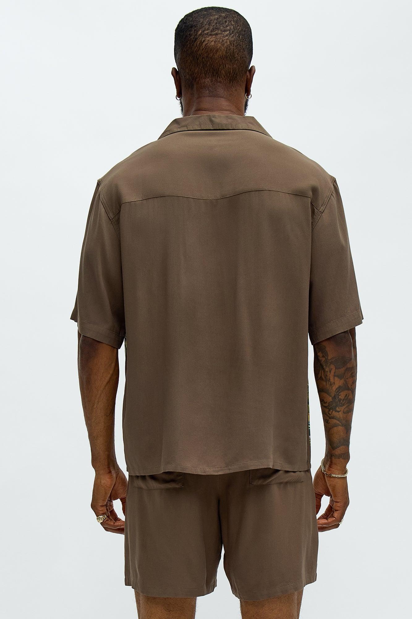 Paradise Set Short Sleeve Button Up Shirt - Brown Male Product Image