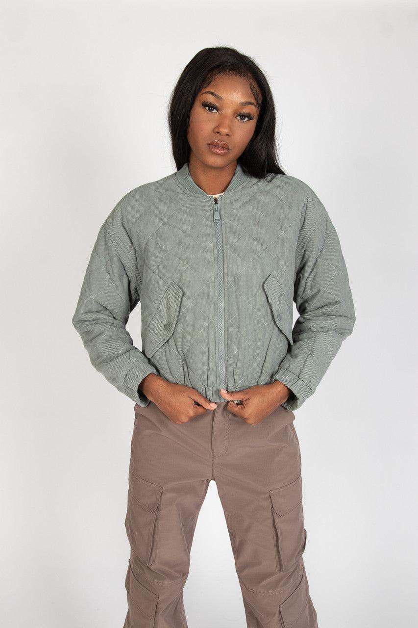 Quilted Corduroy Bomber Jacket Product Image