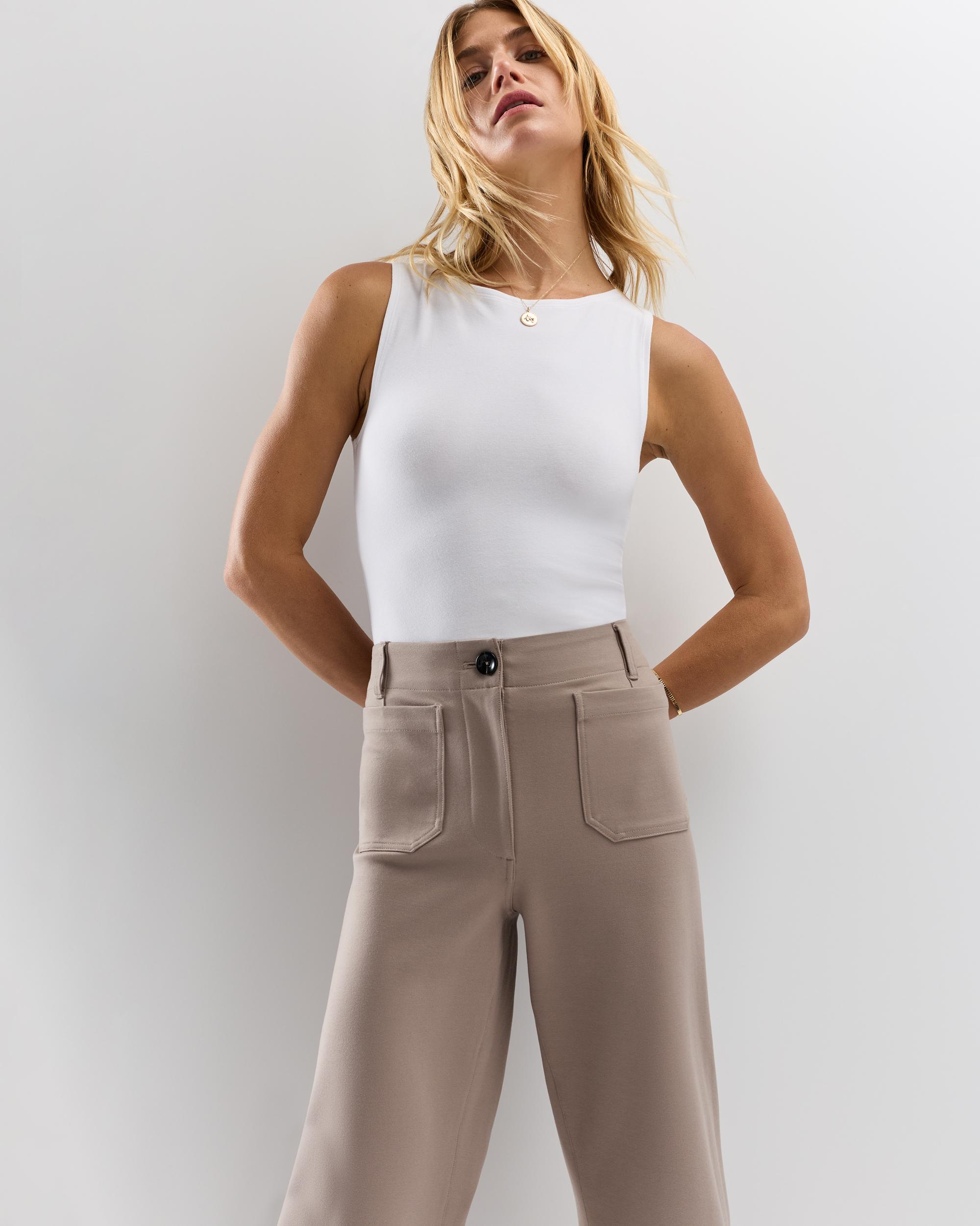 Quince | Women's Ultra-Stretch Ponte Cropped Wide Leg Pants Rayon Product Image