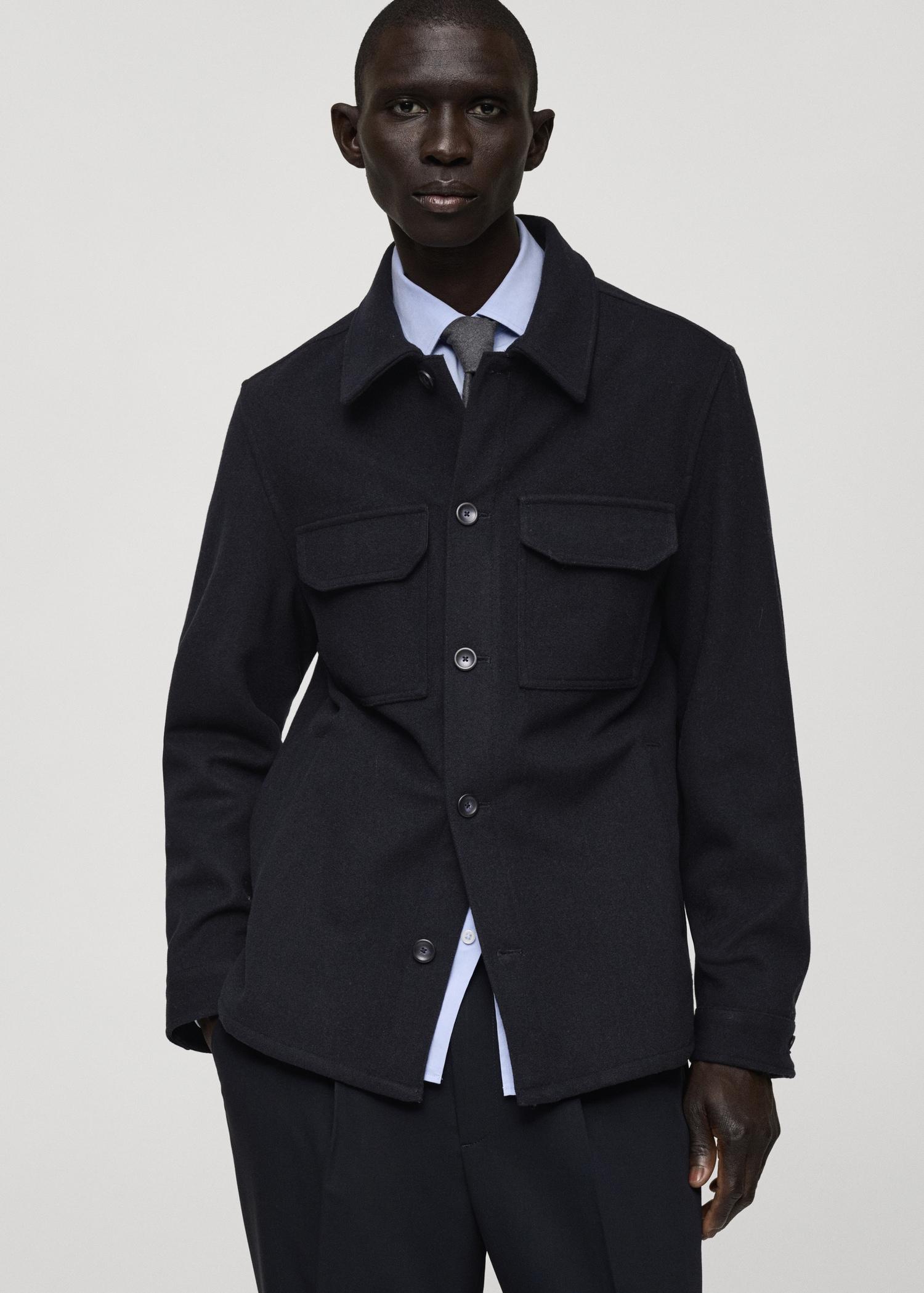 Flannel wool-blend overshirt - Men | MANGO USA Product Image