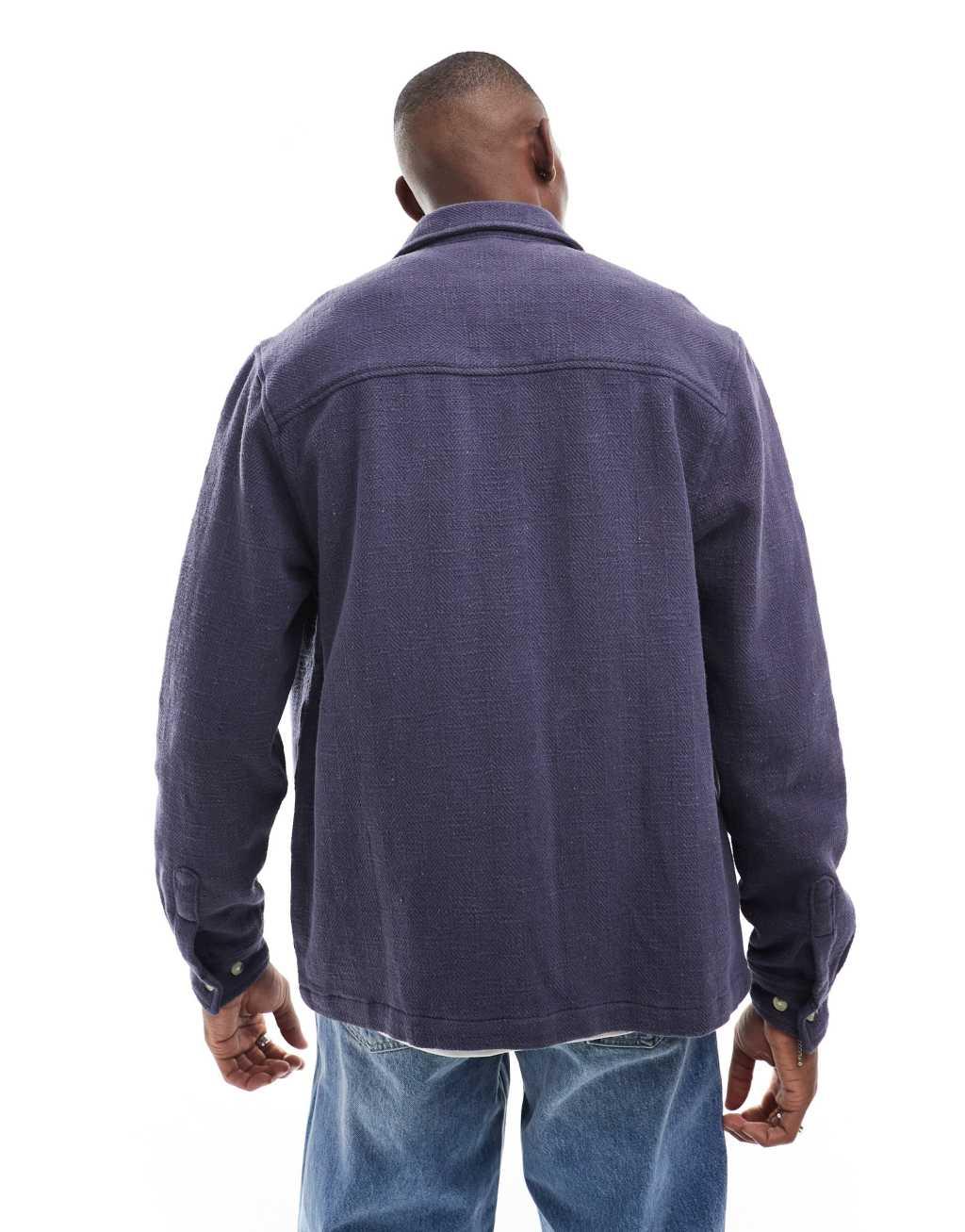 ASOS DESIGN overshirt in dark navy Product Image