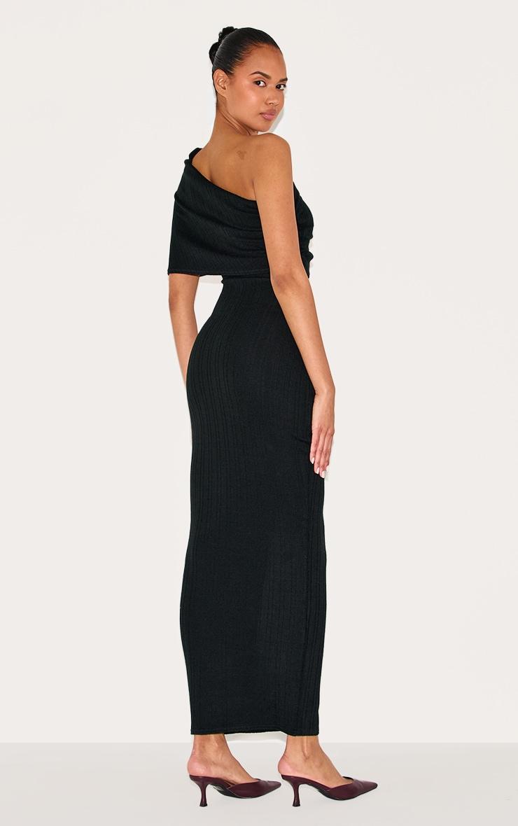 Black Textured Extreme Bardot Maxi Dress Product Image