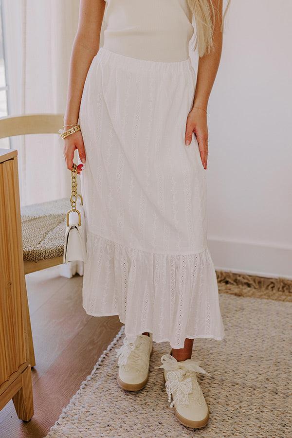 The Natalia High Waist Eyelet Midi Skirt Product Image