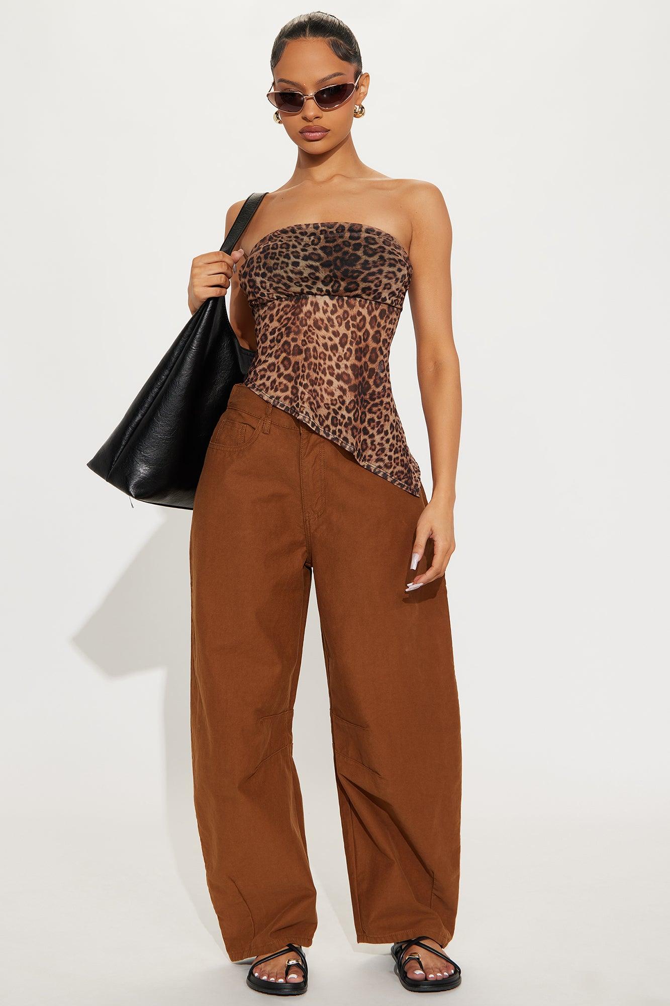 Marceline Leopard Asymmetrical Mesh Tube Top - Leopard Product Image