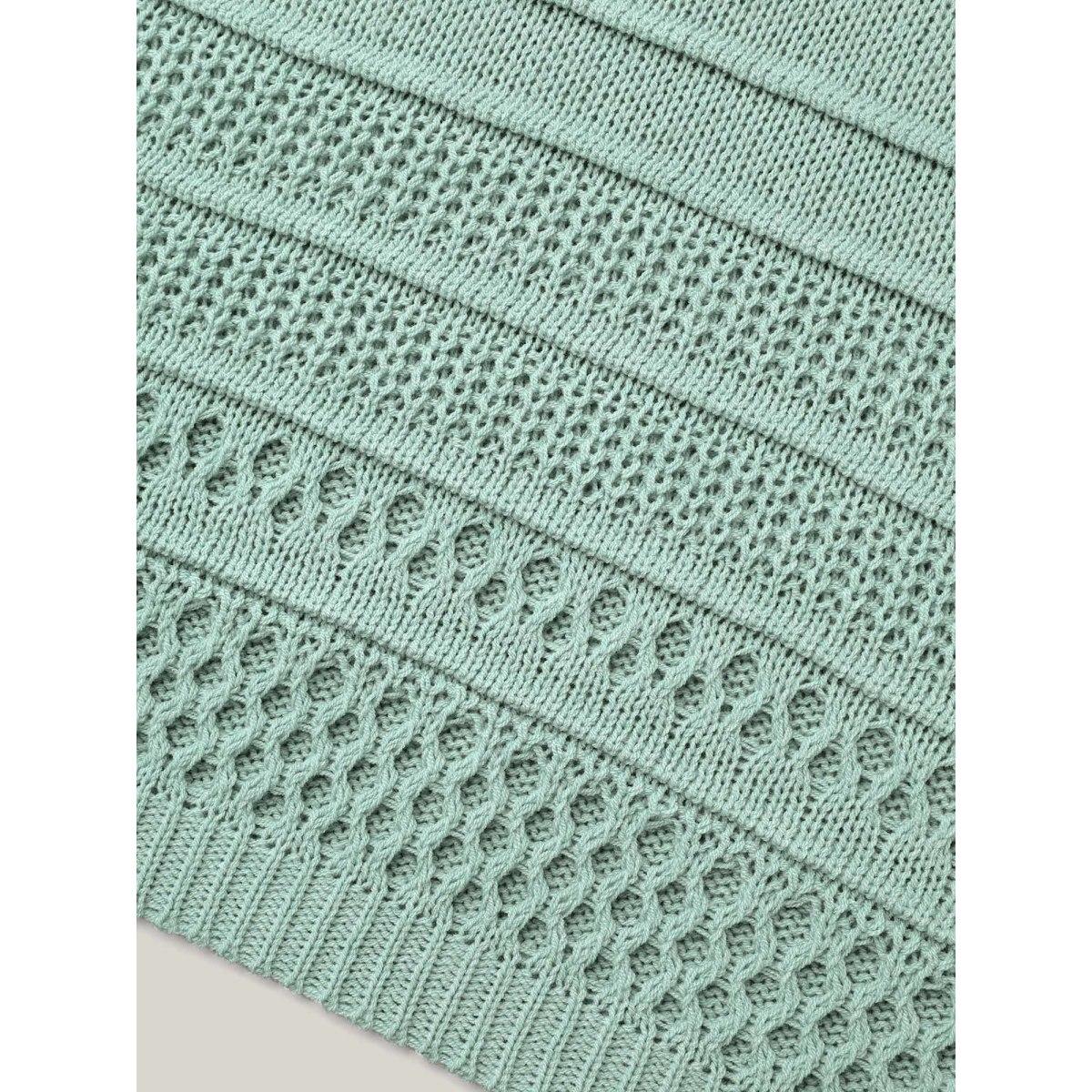 Plus Size Textured Cut-Out Round Neck Pullover Mint Women Casual Loose Long Sleeve Everyday Cardigans BloomChic 22-24/3X Product Image