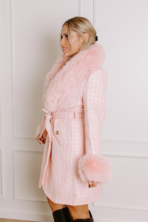 Cozy Elegance Tweed Knit Coat In Pink Product Image