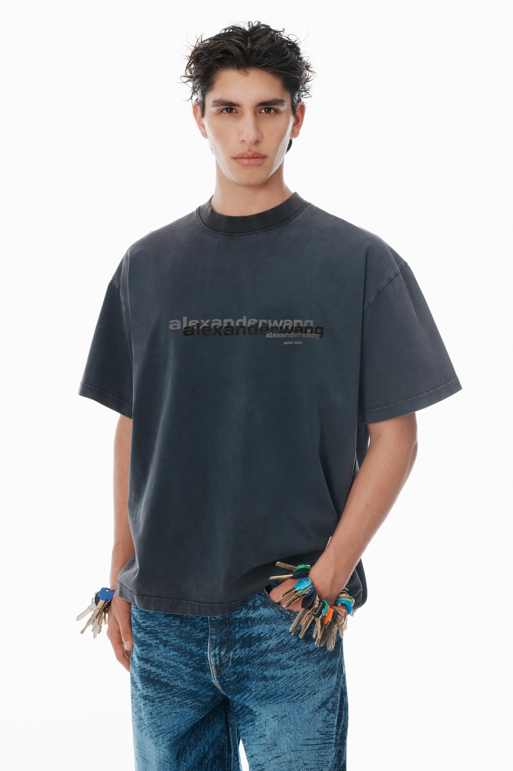 Black Cotton Oversized Logo Tee Product Image