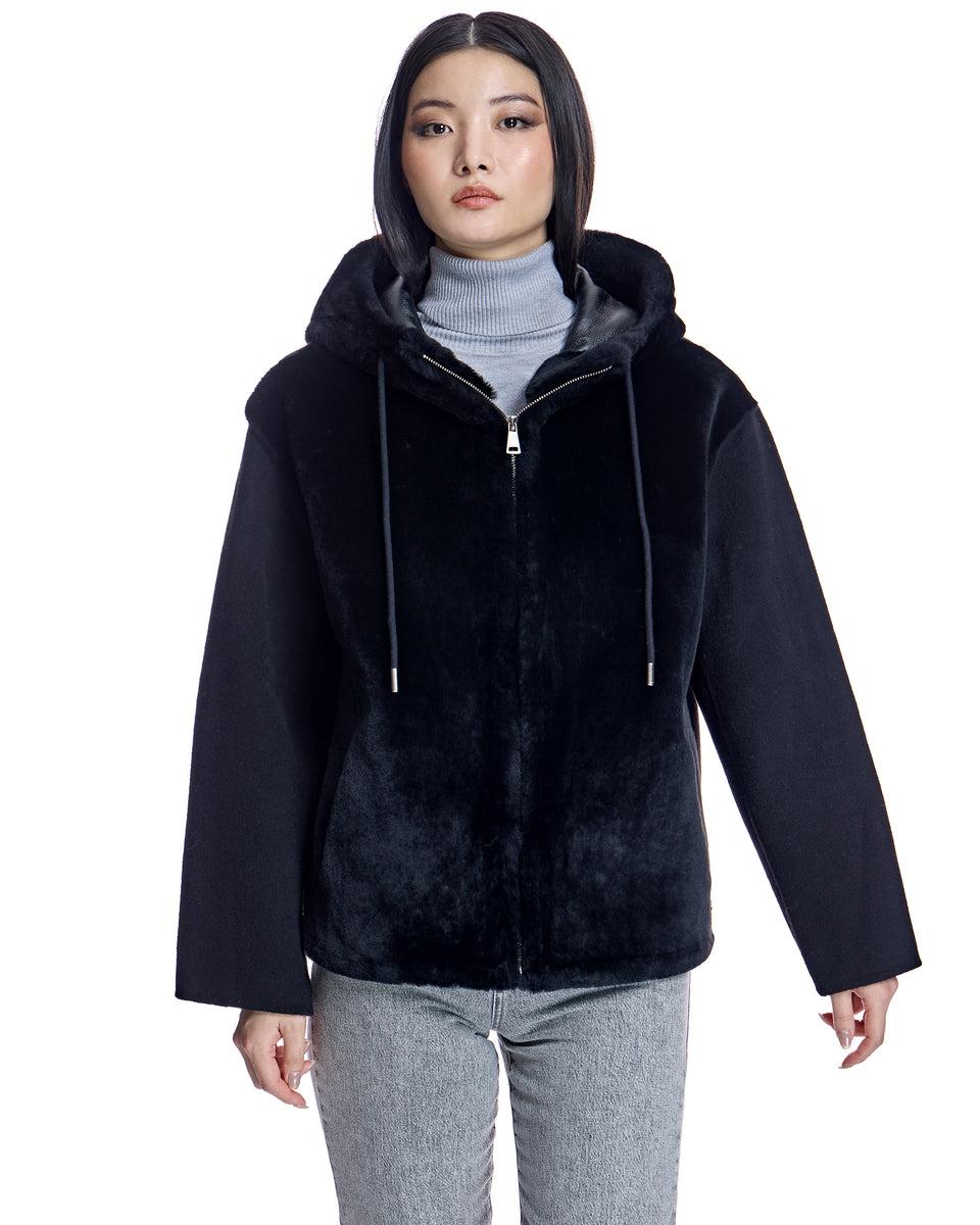 Hooded Shearling and Wool Jacket-Maximilian Product Image