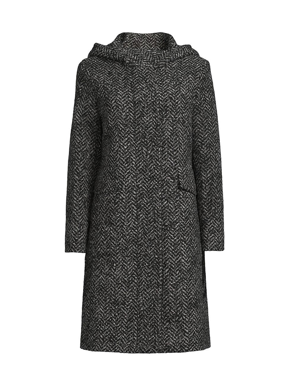 Womens Herringbone Hooded Coat Product Image