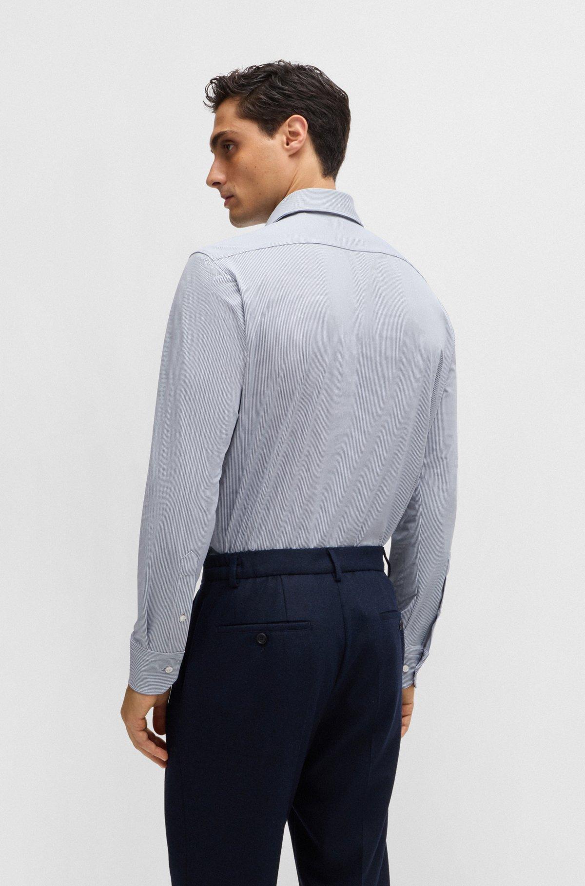 Regular-fit shirt in structured performance-stretch fabric Product Image