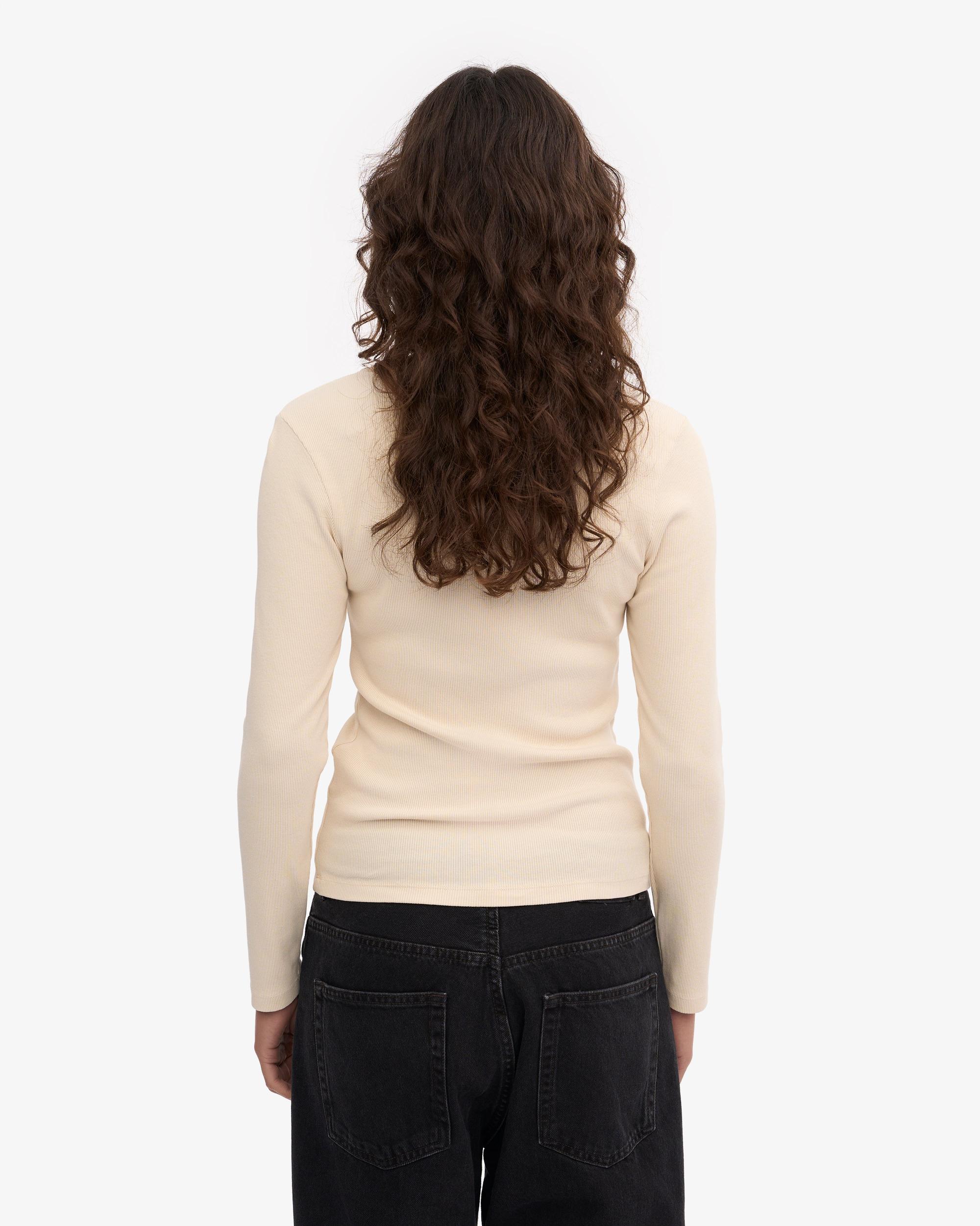 Women Organic Rib LS T-Shirt - Ivory White Product Image