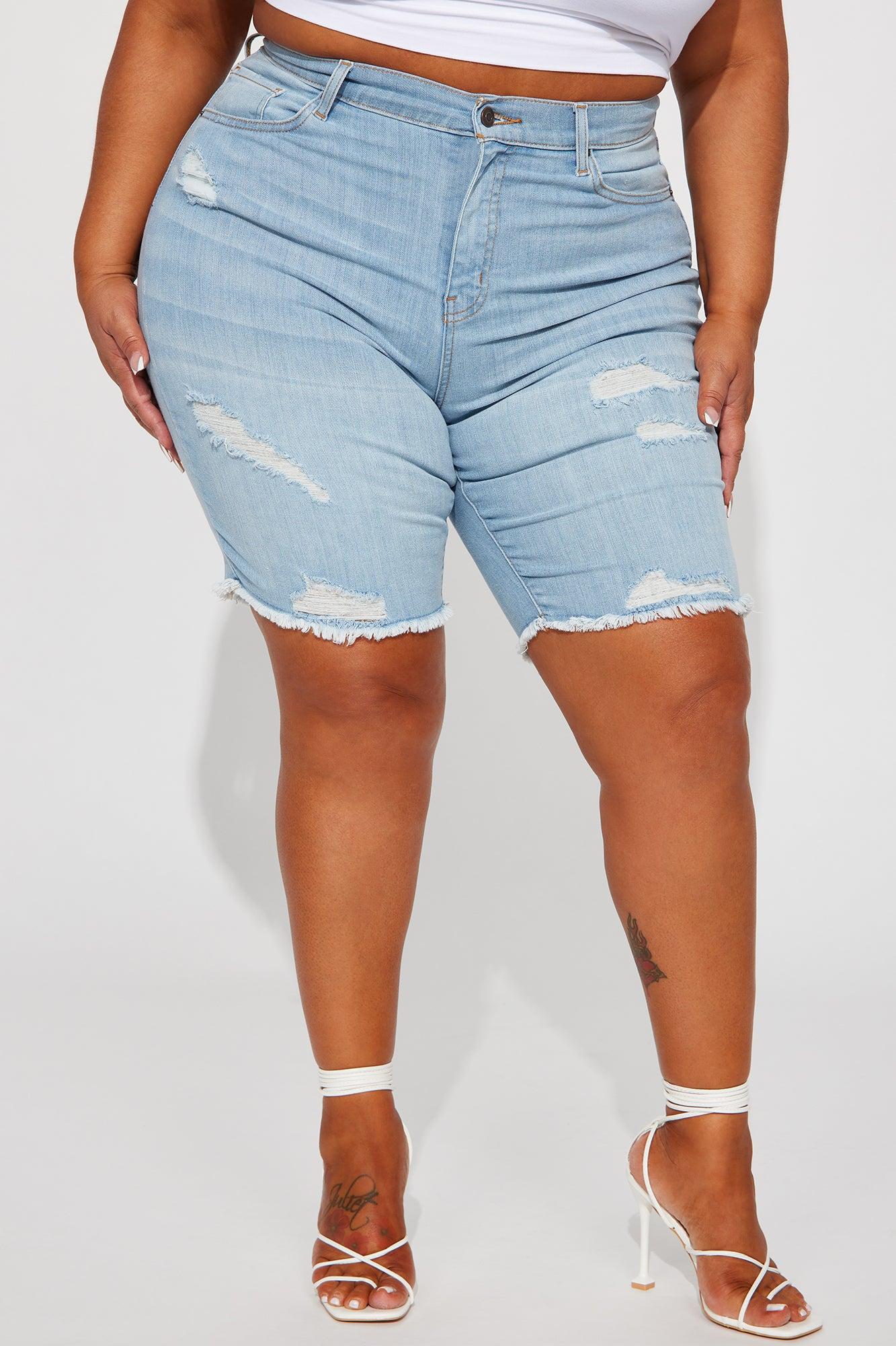 Tight Squeeze Lux Stretch Denim Bermuda Shorts - Light Wash Product Image