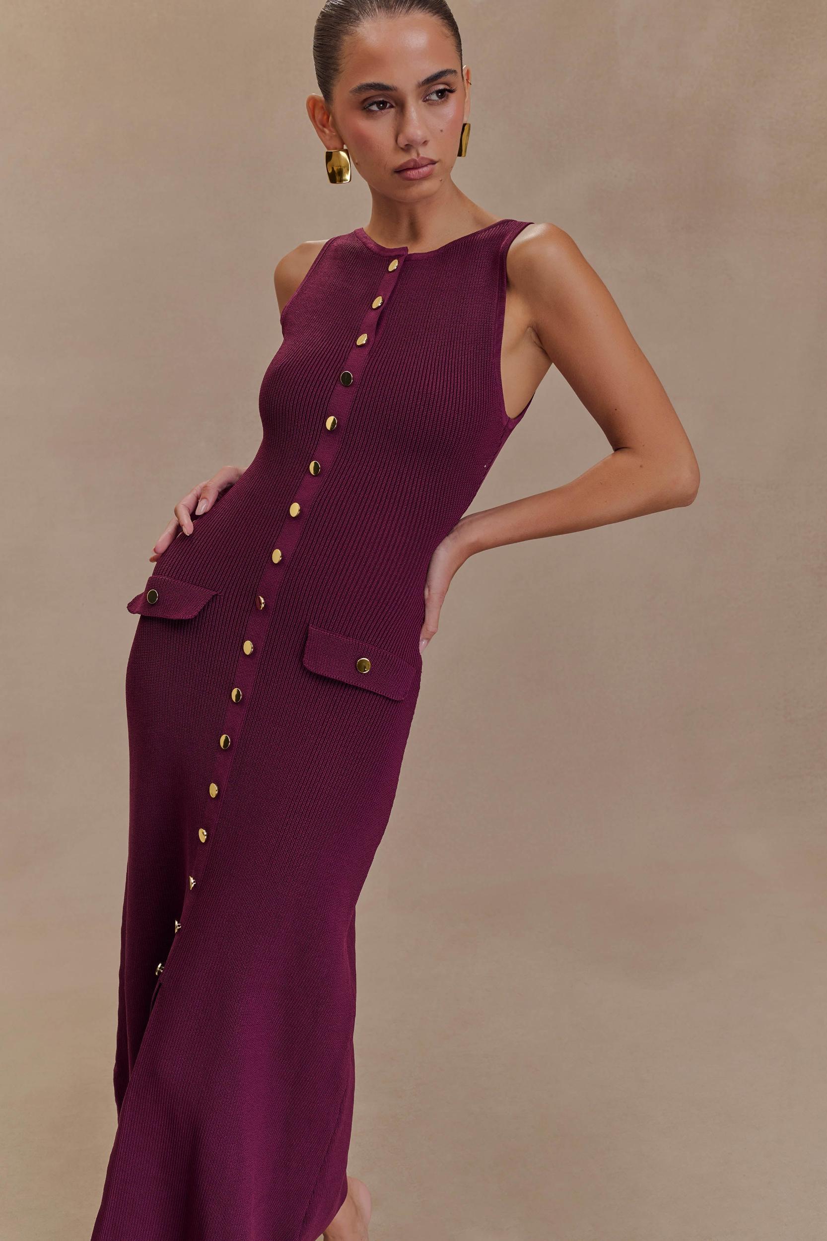 Sawyer Sleeveless Buttoned Maxi Dress - Plum Product Image