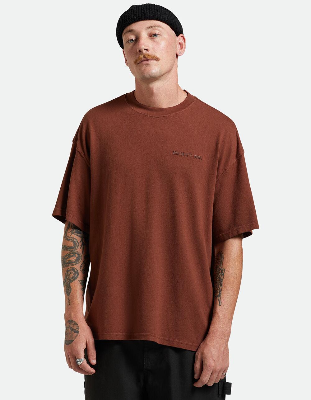 BRIXTON Quality Goods Mens Relaxed Knit Shirt - BROWN Product Image