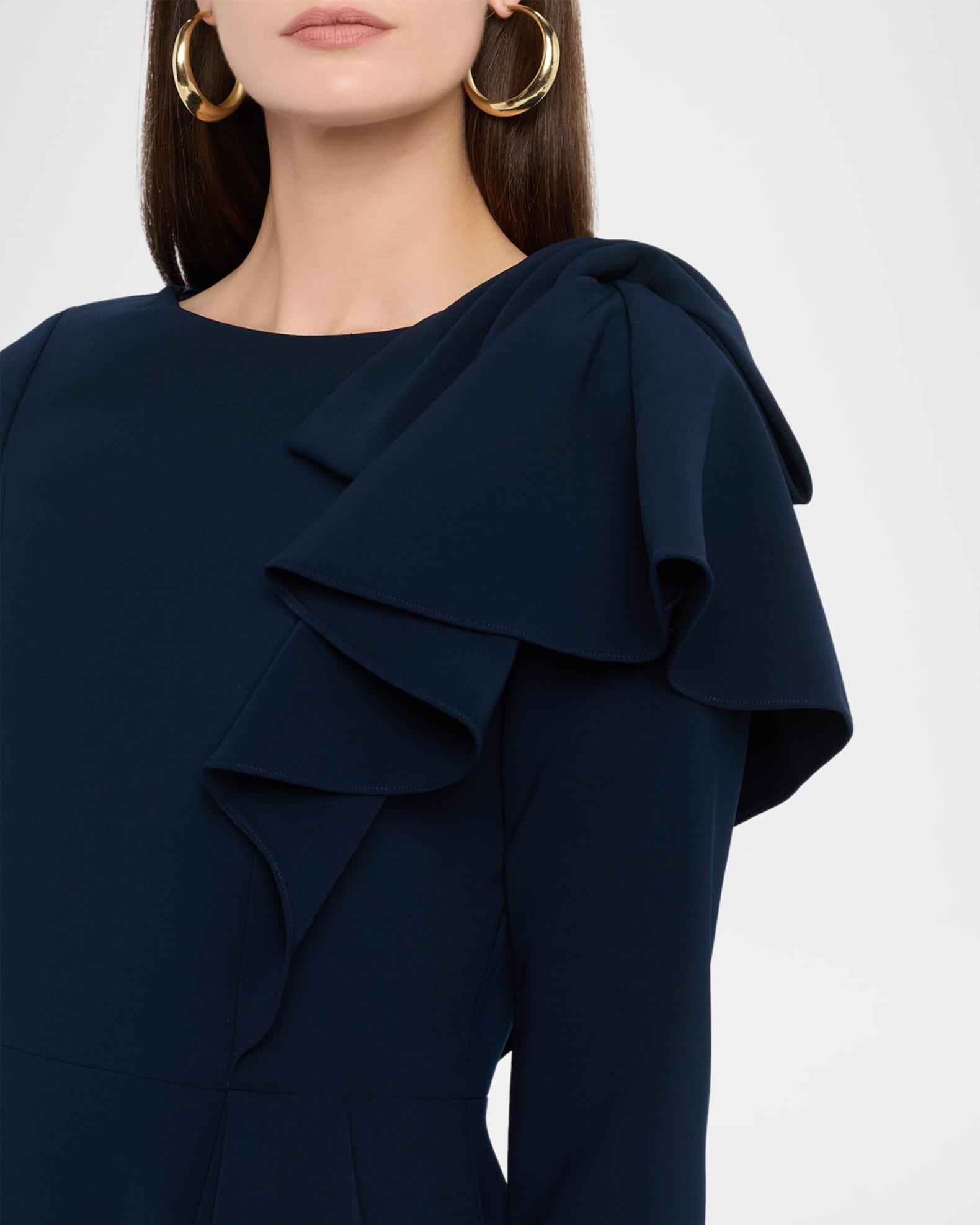 A-Line Ruffle Crepe Dress Product Image