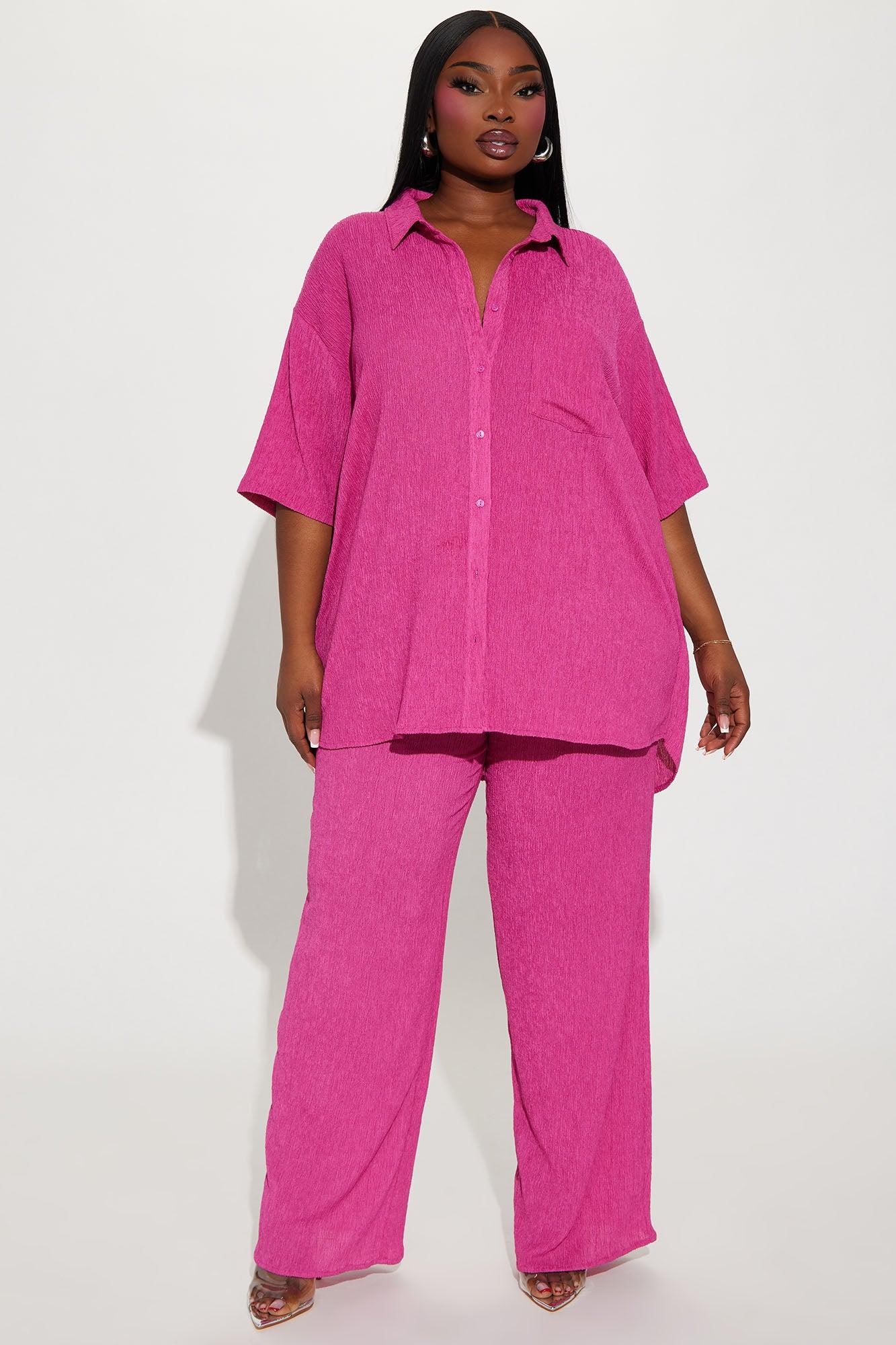 Vacay Vibes Pant Set - Fuchsia Product Image