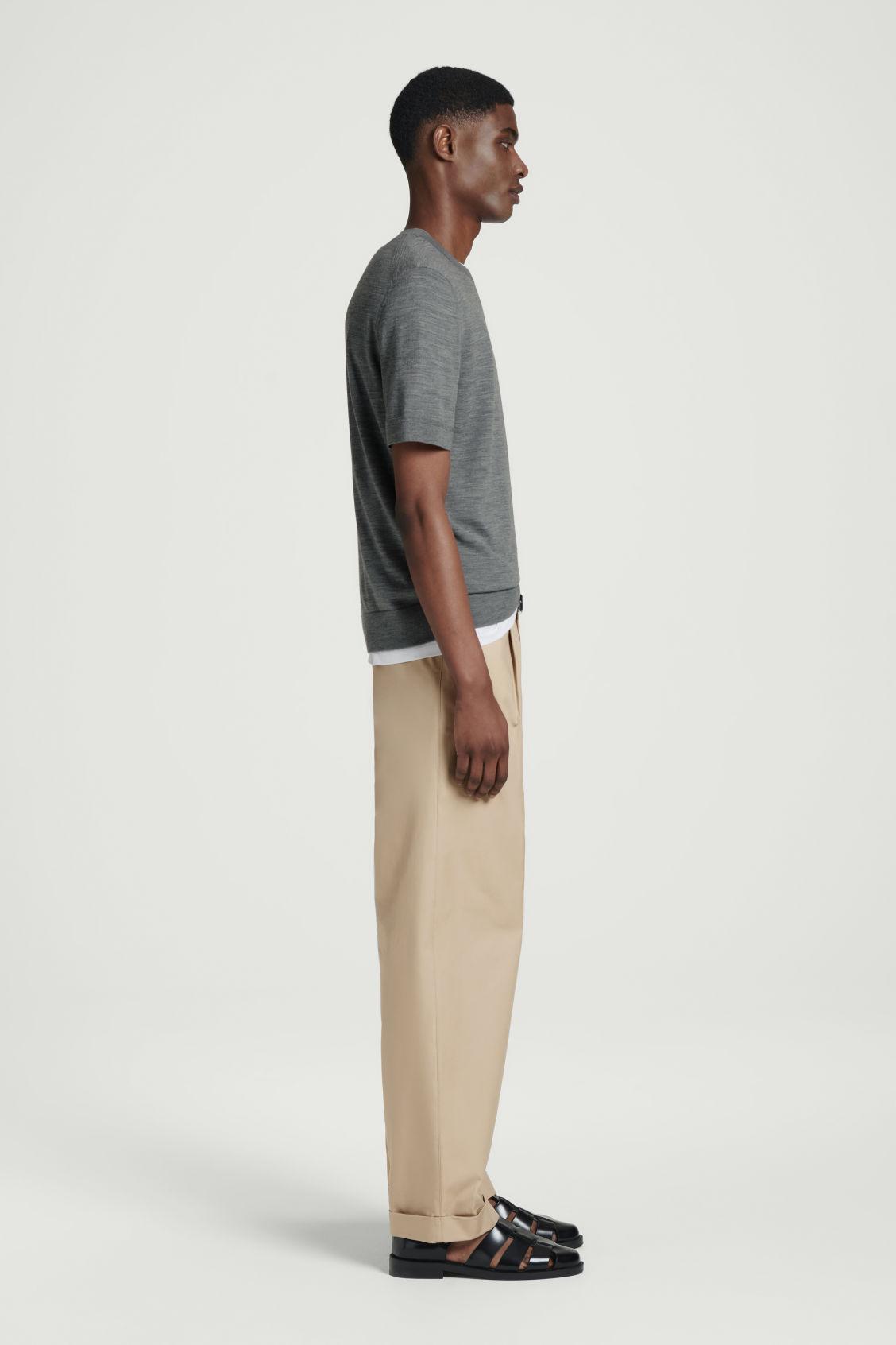 TAPERED COTTON TURN-UP PANTS Product Image