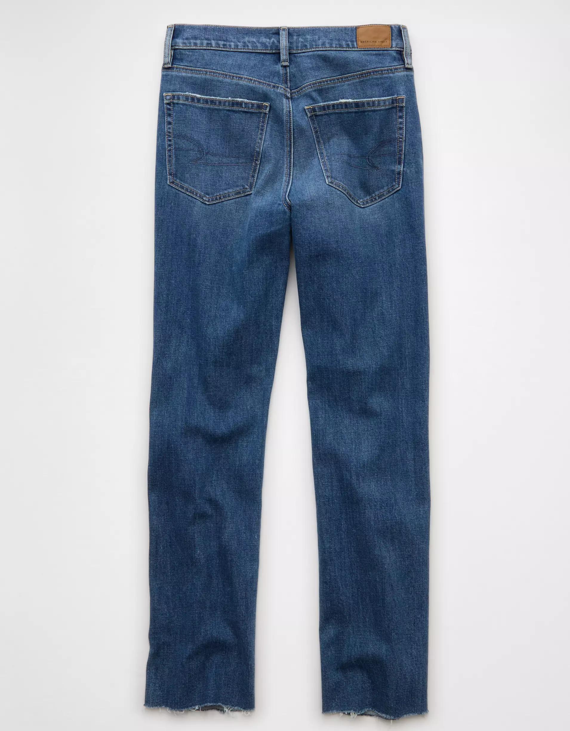 AE Stretch Ripped Super High-Waisted Straight Jean Product Image