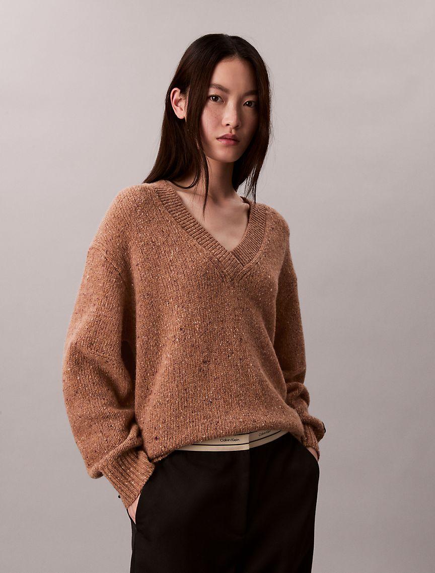 Chunky Relaxed V Neck Sweater Product Image