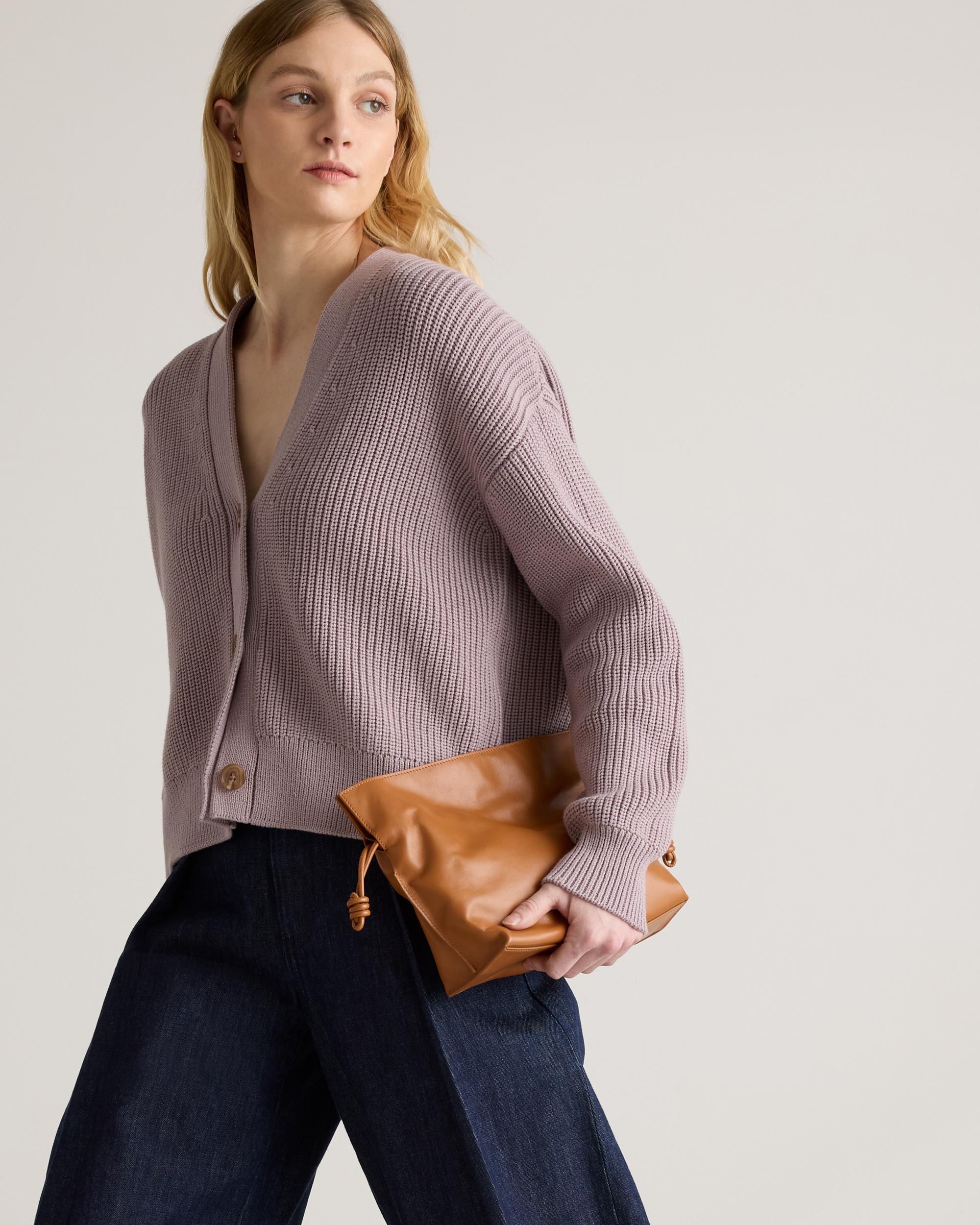 Quince | Women's Fisherman Boxy Cropped Cardigan Sweater Size XS, Organic Cotton Product Image