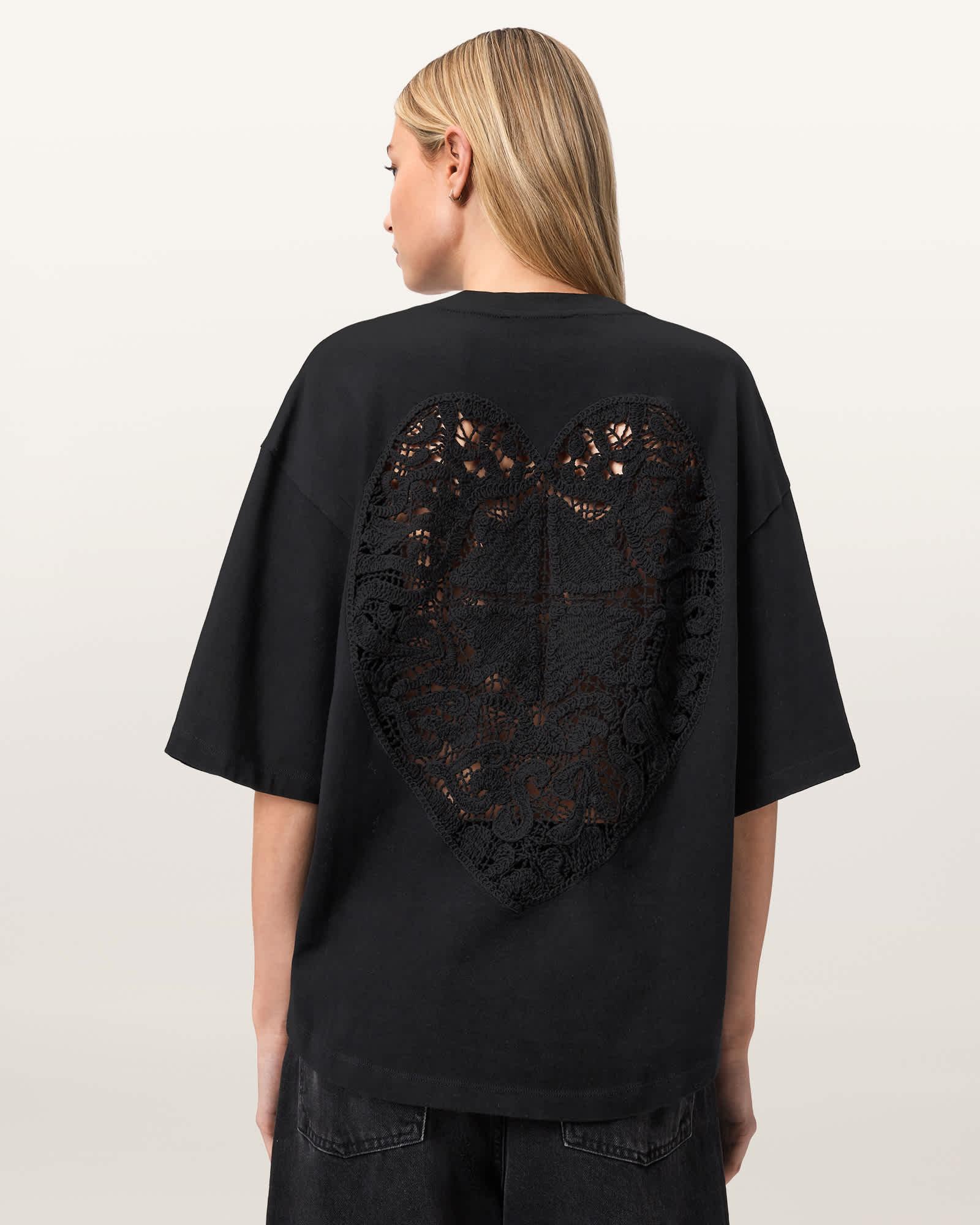 Esme Amelie Oversized T-Shirt Black | ALLSAINTS US Product Image