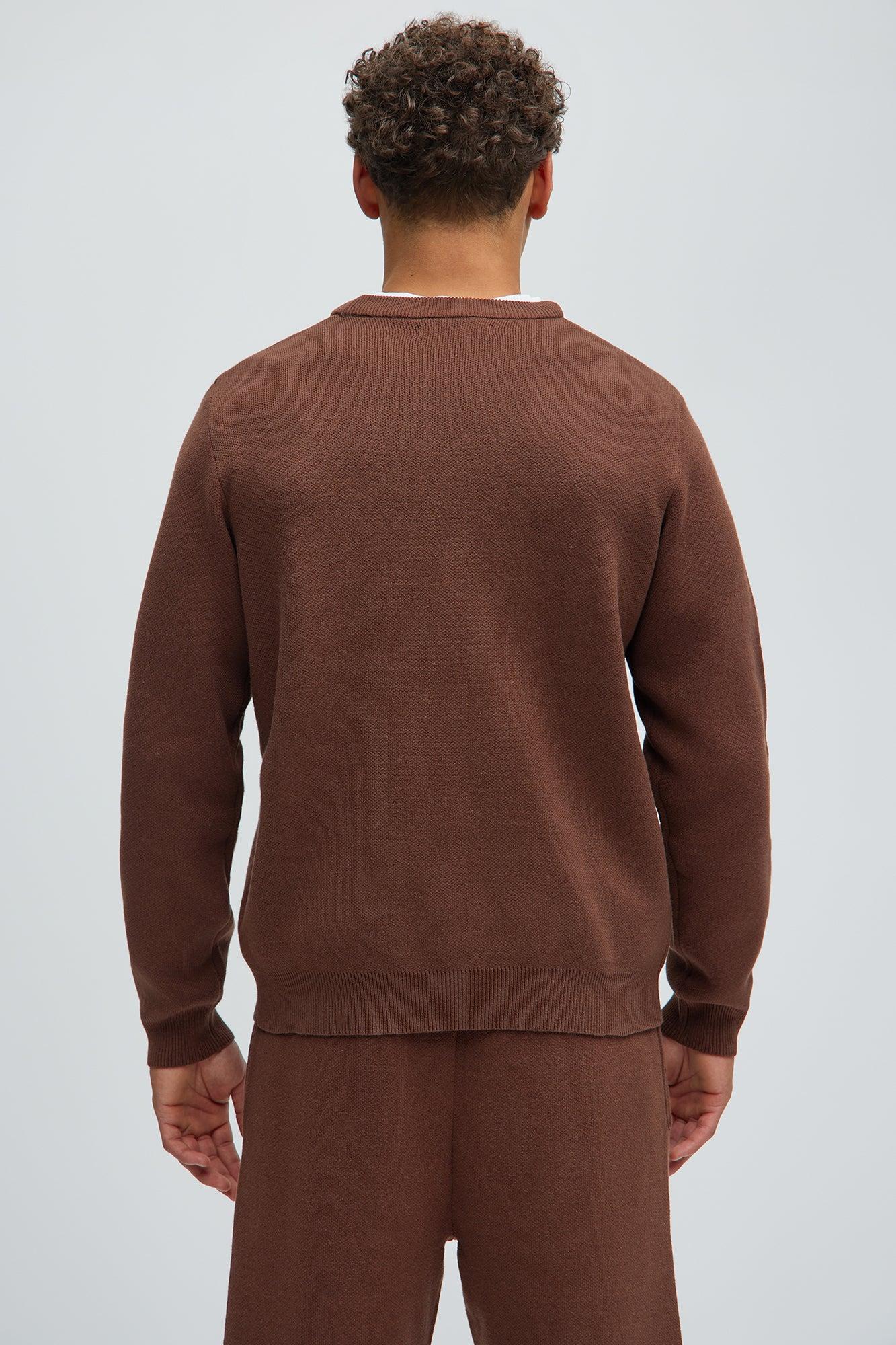 Recline Sweater Knit Crewneck - Brown Product Image