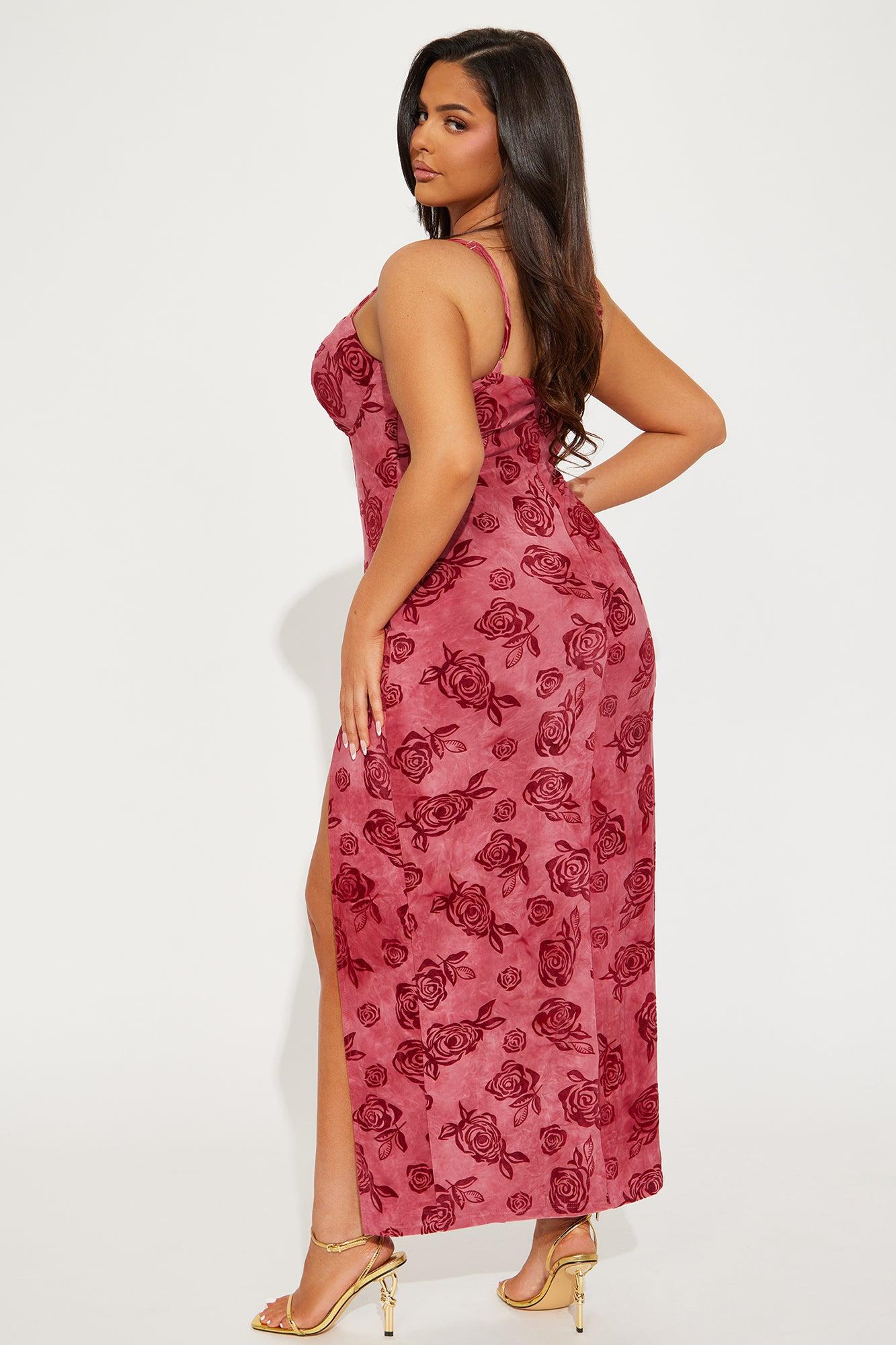Claire Burnout Velvet Maxi Dress - Mauve Product Image