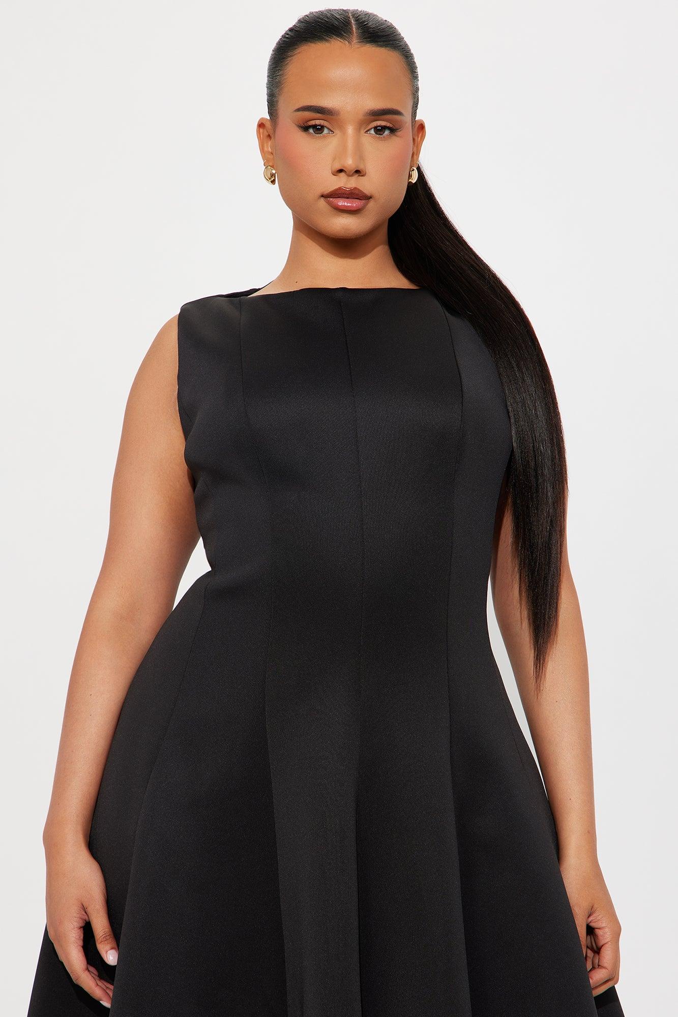 Sweet Sunday Pleated Midi Dress - Black Product Image