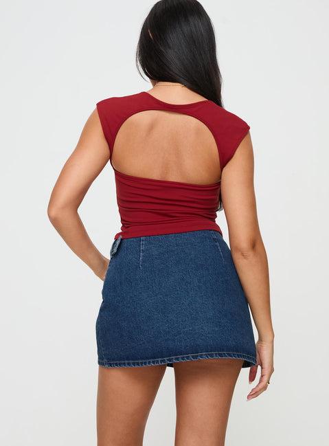 Wait Up Denim Wrap Mini Skirt Mid Wash Product Image