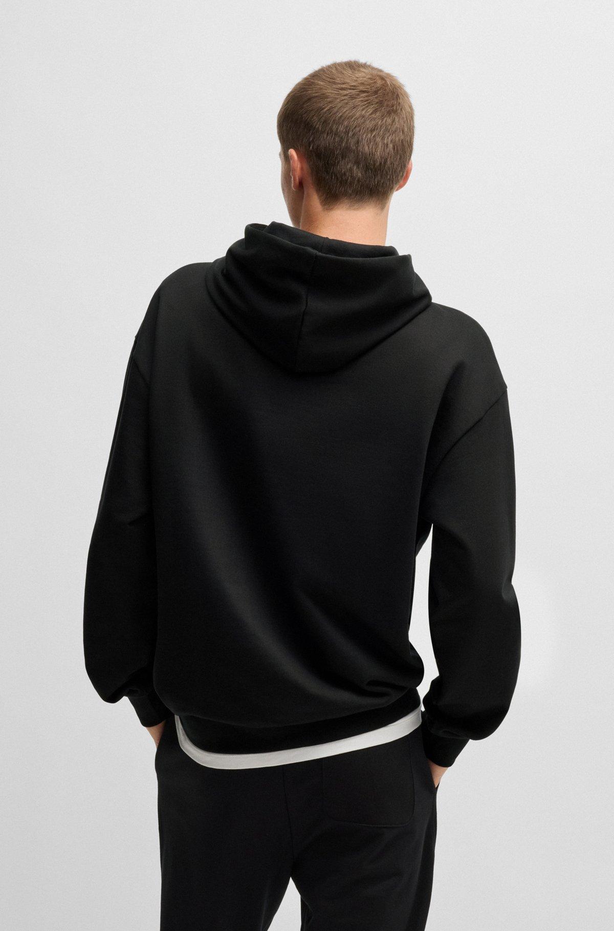 Cotton-terry hoodie with stacked smoke logo print Product Image