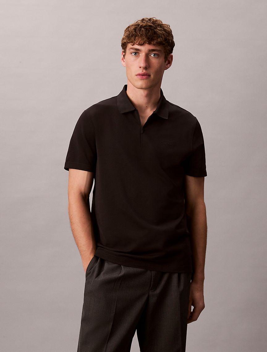 Tech Pique Zip Polo Shirt Product Image