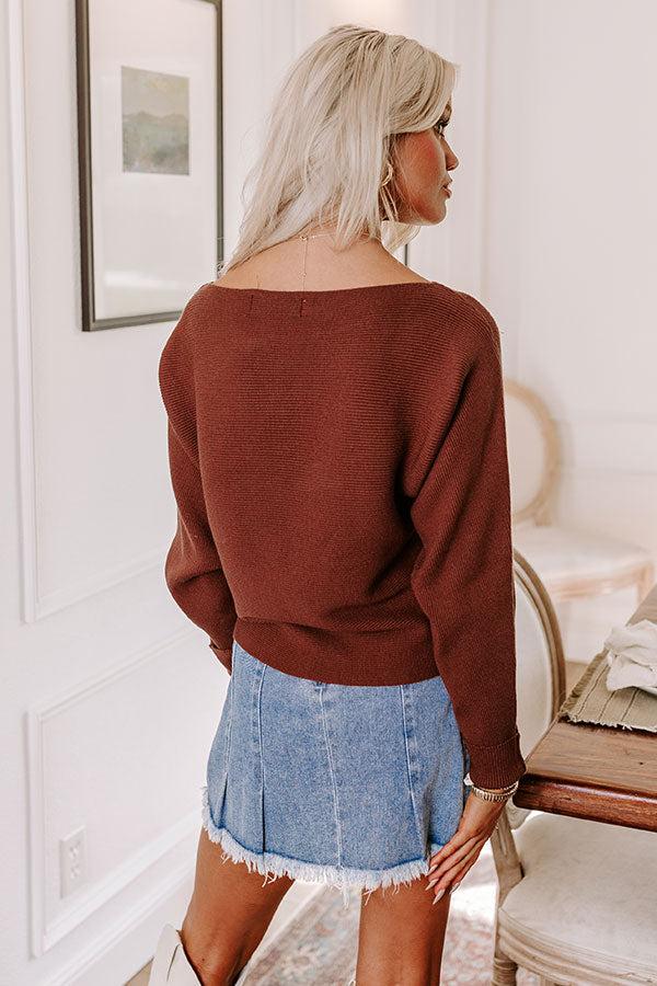 Cinnamon Chai Ribbed Sweater Top in Chestnut Product Image