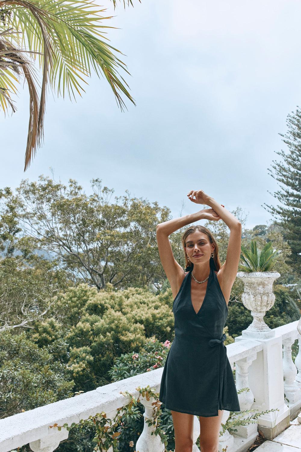 Sonny Linen Mini Dress Black Product Image