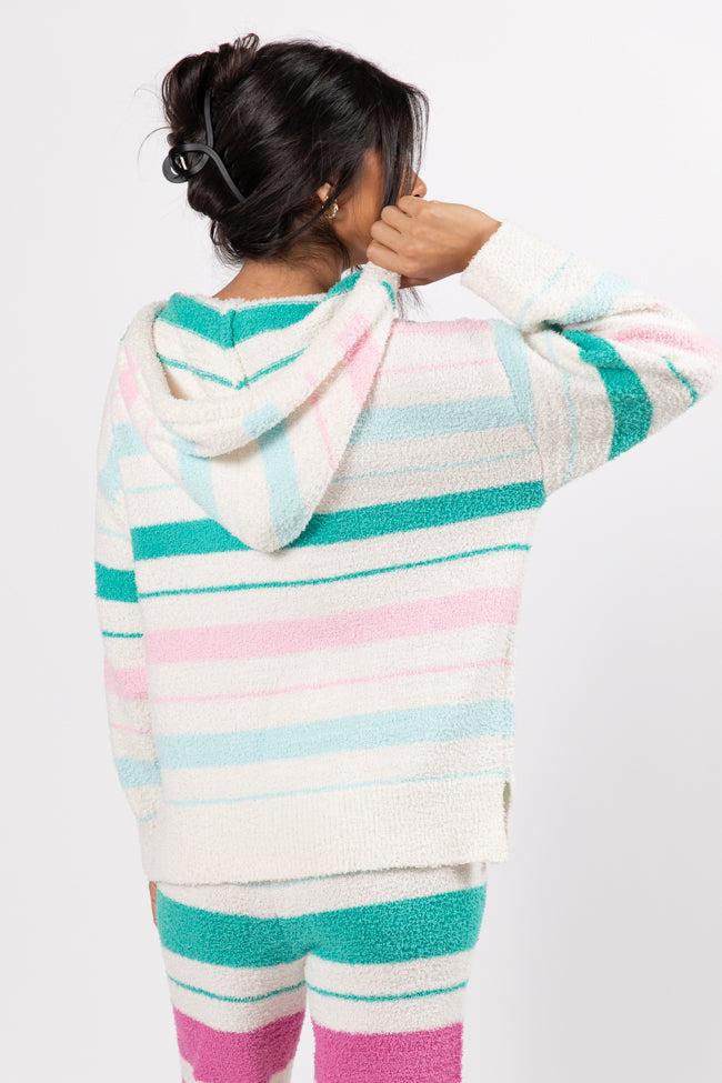 Heart On The Line Multi Striped Fuzzy Hoodie FINAL SALE Product Image