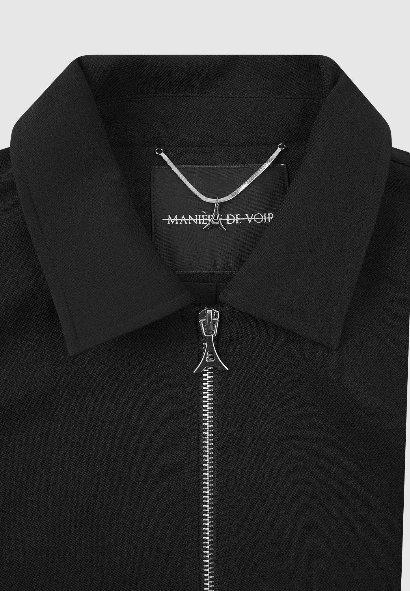 Leather Panelled Varsity Jacket - Black Male Product Image