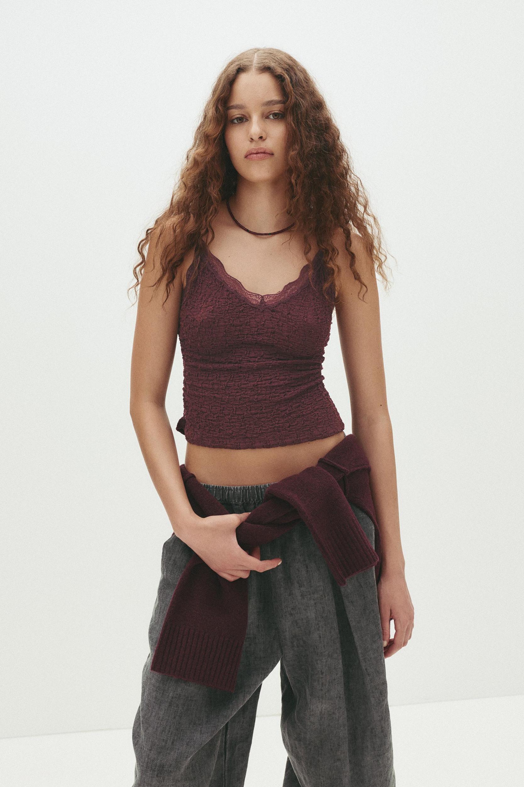 Strappy top with lace trim Product Image
