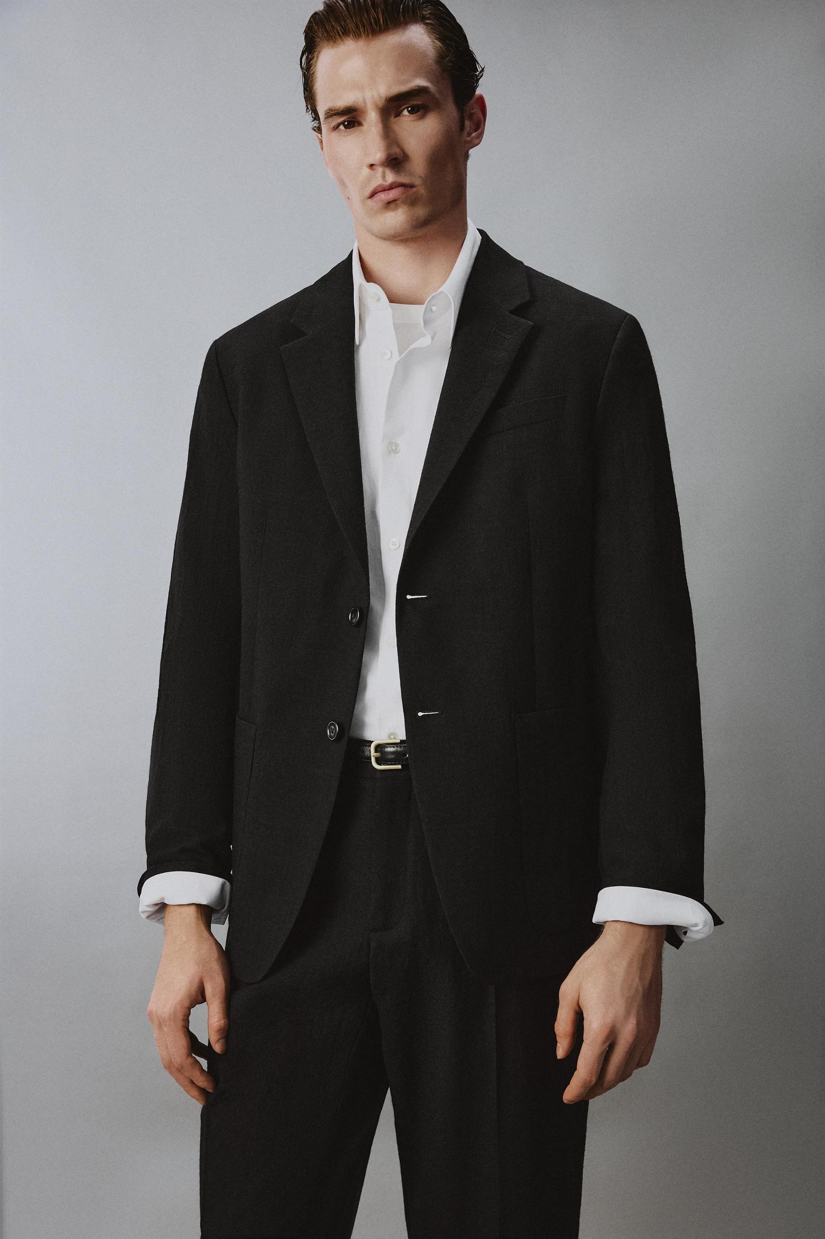 100% WOOL TEXTURED SUIT JACKET Product Image
