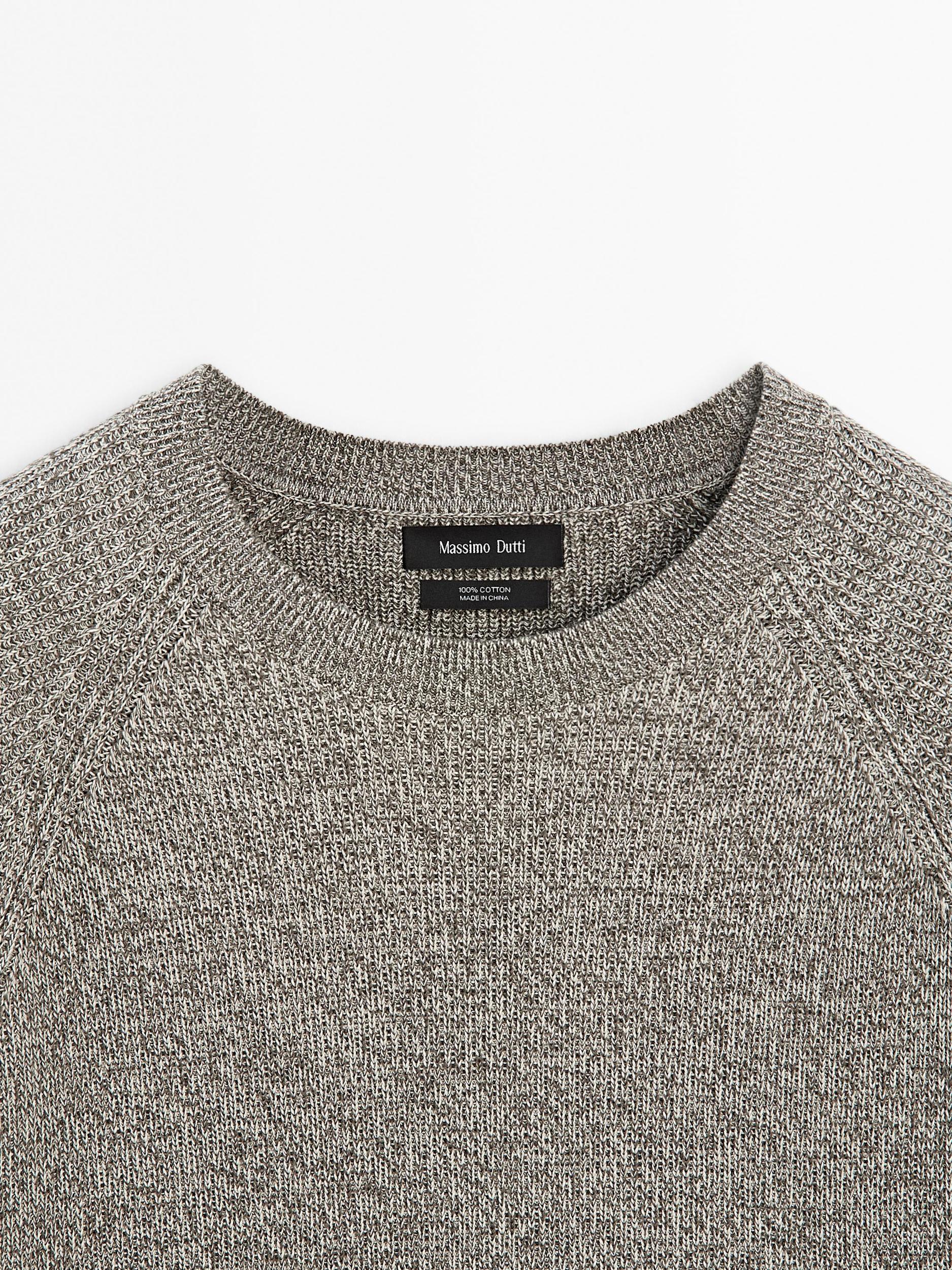 Crew neck mouliné knit sweater Product Image