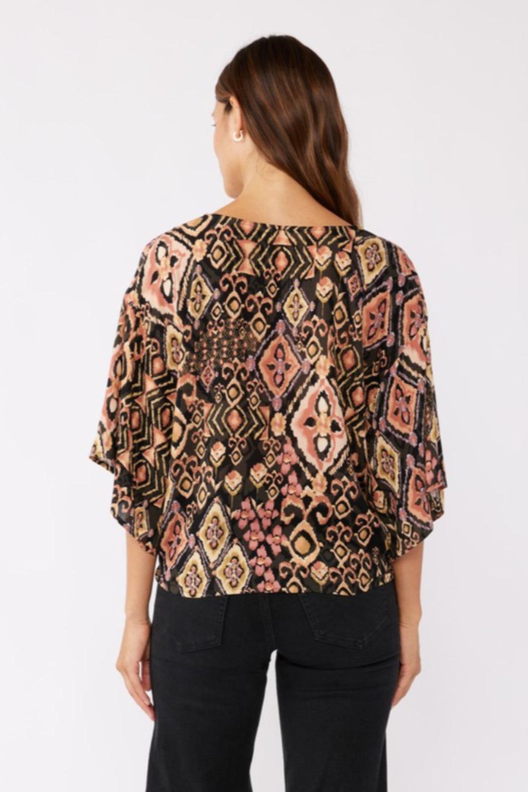 Tie Front Kimono Sleeve Top Product Image
