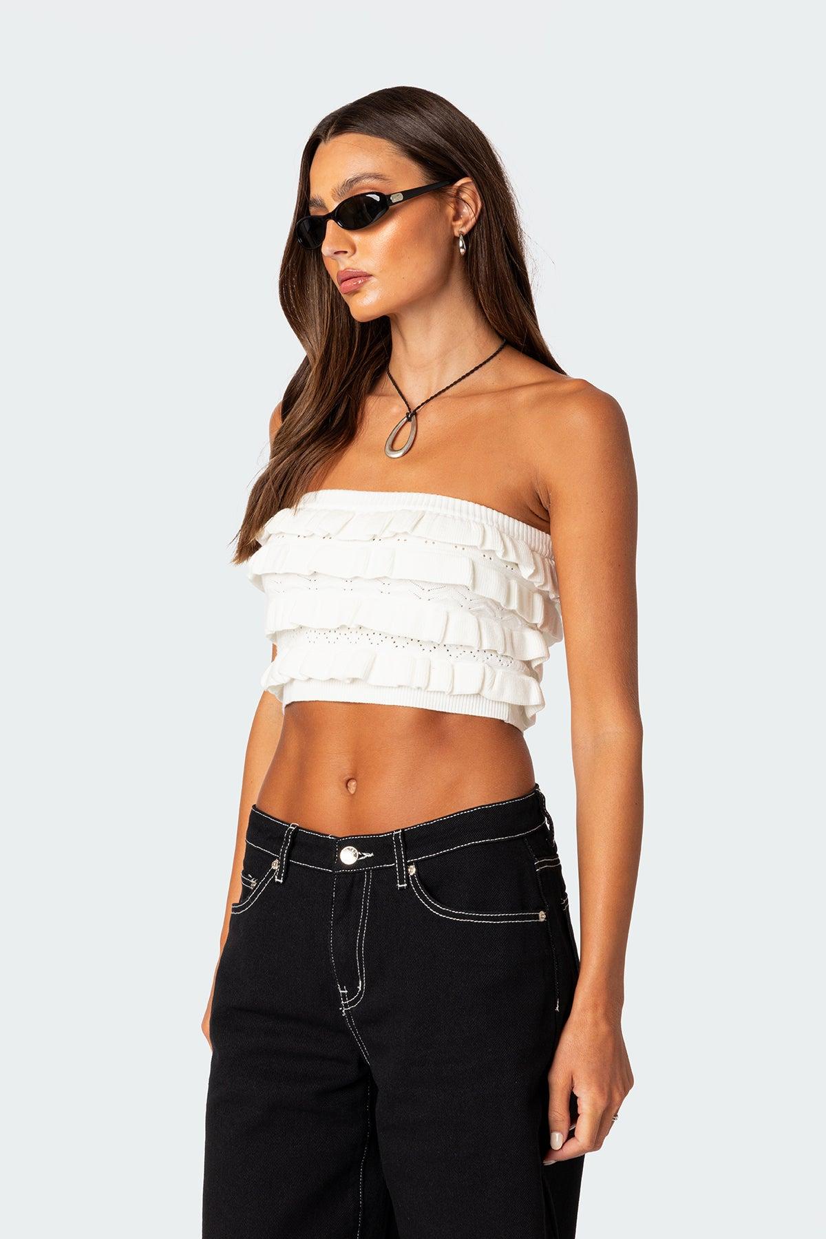 Robin Ruffle Knit Tube Top Product Image