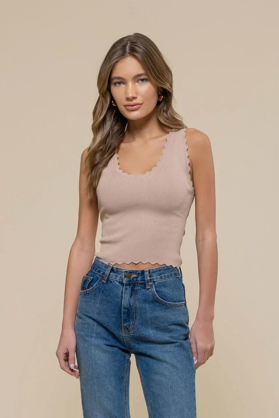 Scallop Edge Knit Tanks Product Image