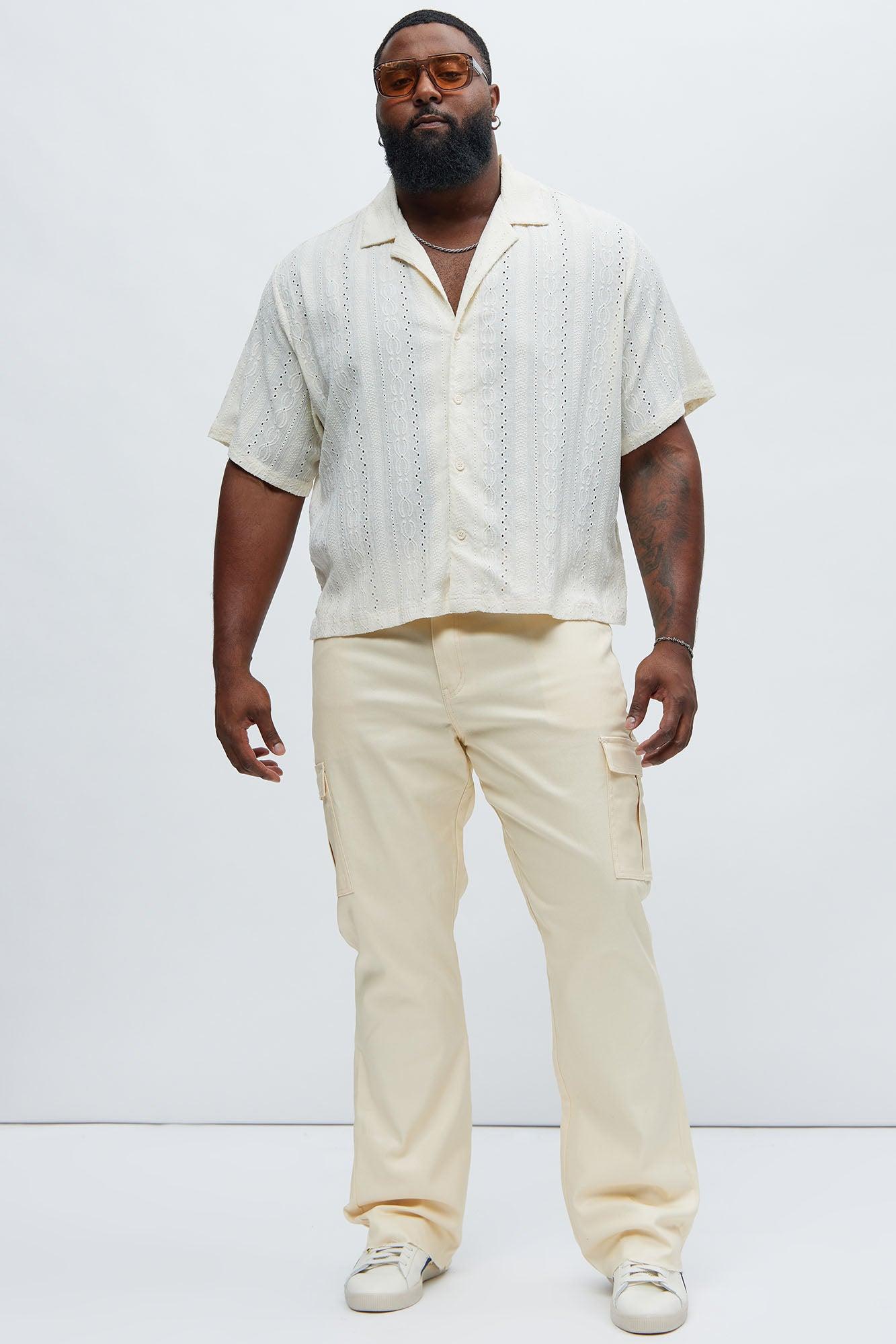 Better Be Cargo Waxed Skinny Flared Pants - Cream Product Image