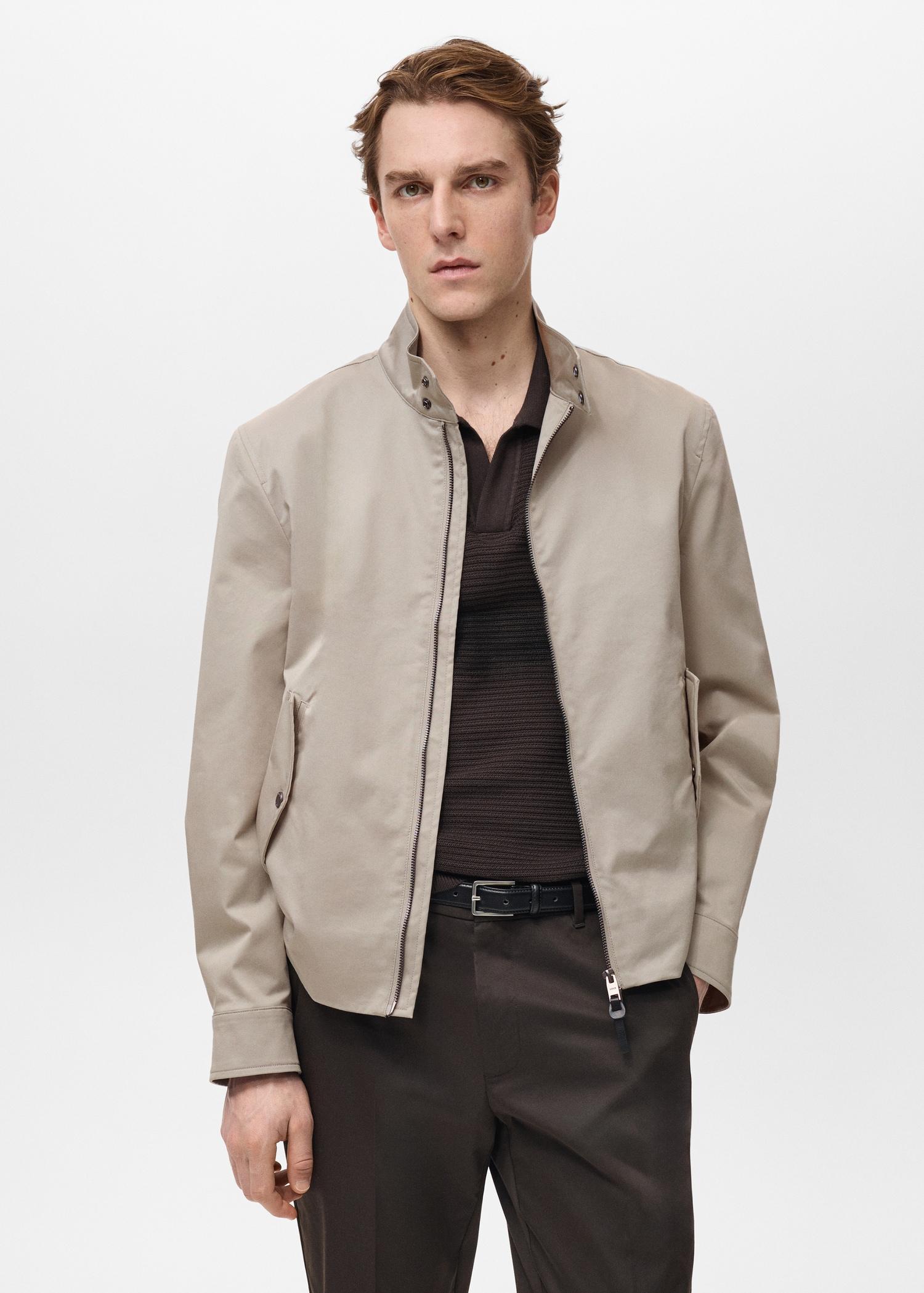Water-repellent cotton jacket - Men | MANGO USA Product Image
