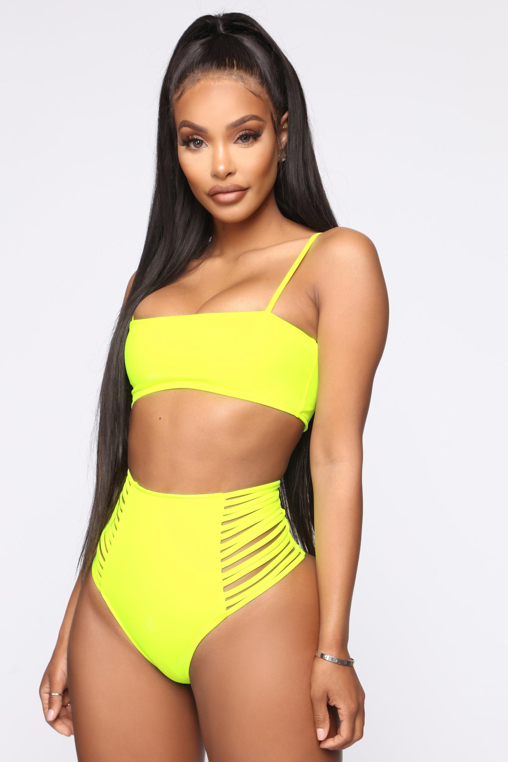 All Side Piece Bikini - Neon Yellow Product Image