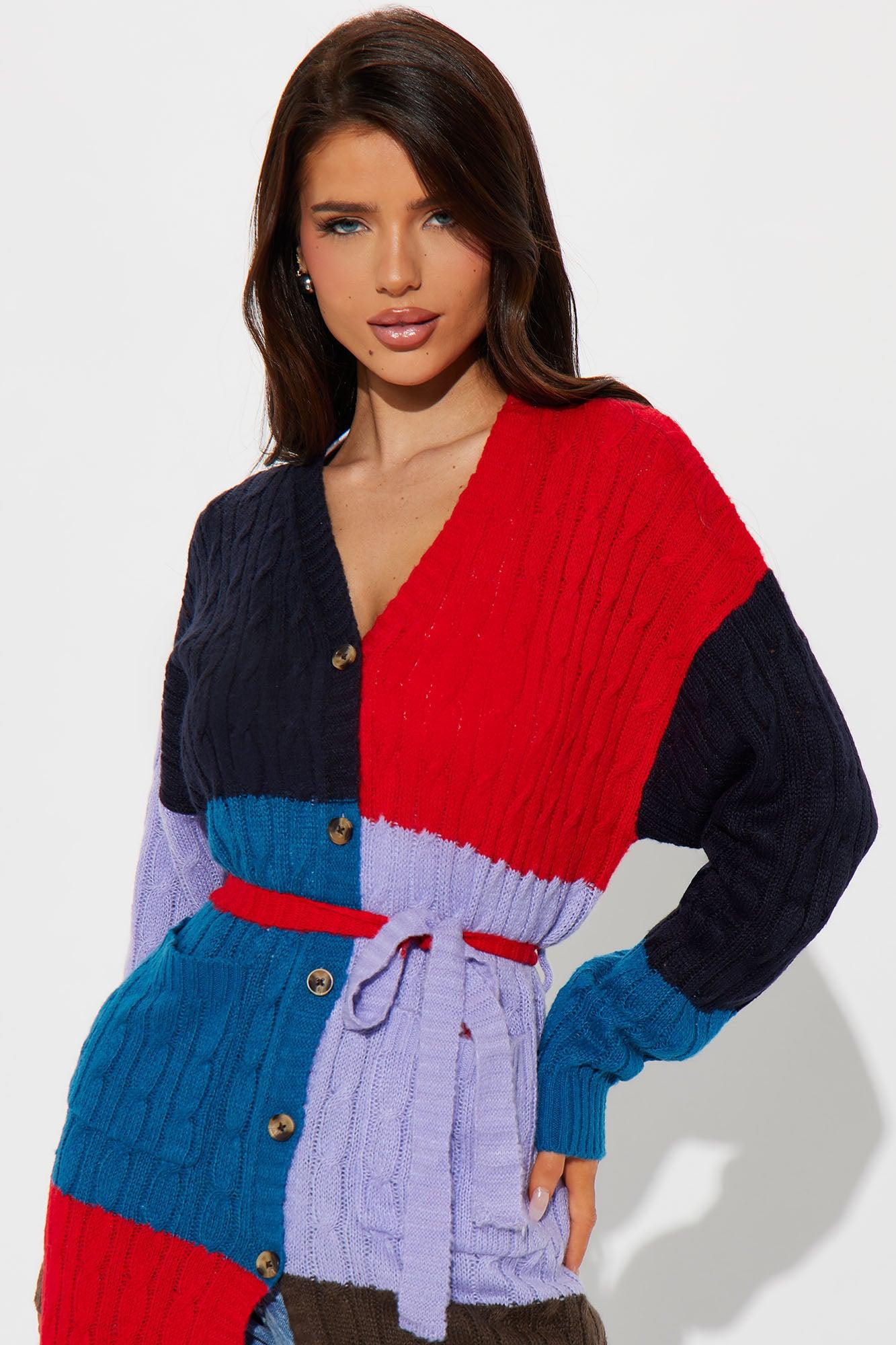 On The Go Color Block Cardigan - Multi Color Product Image
