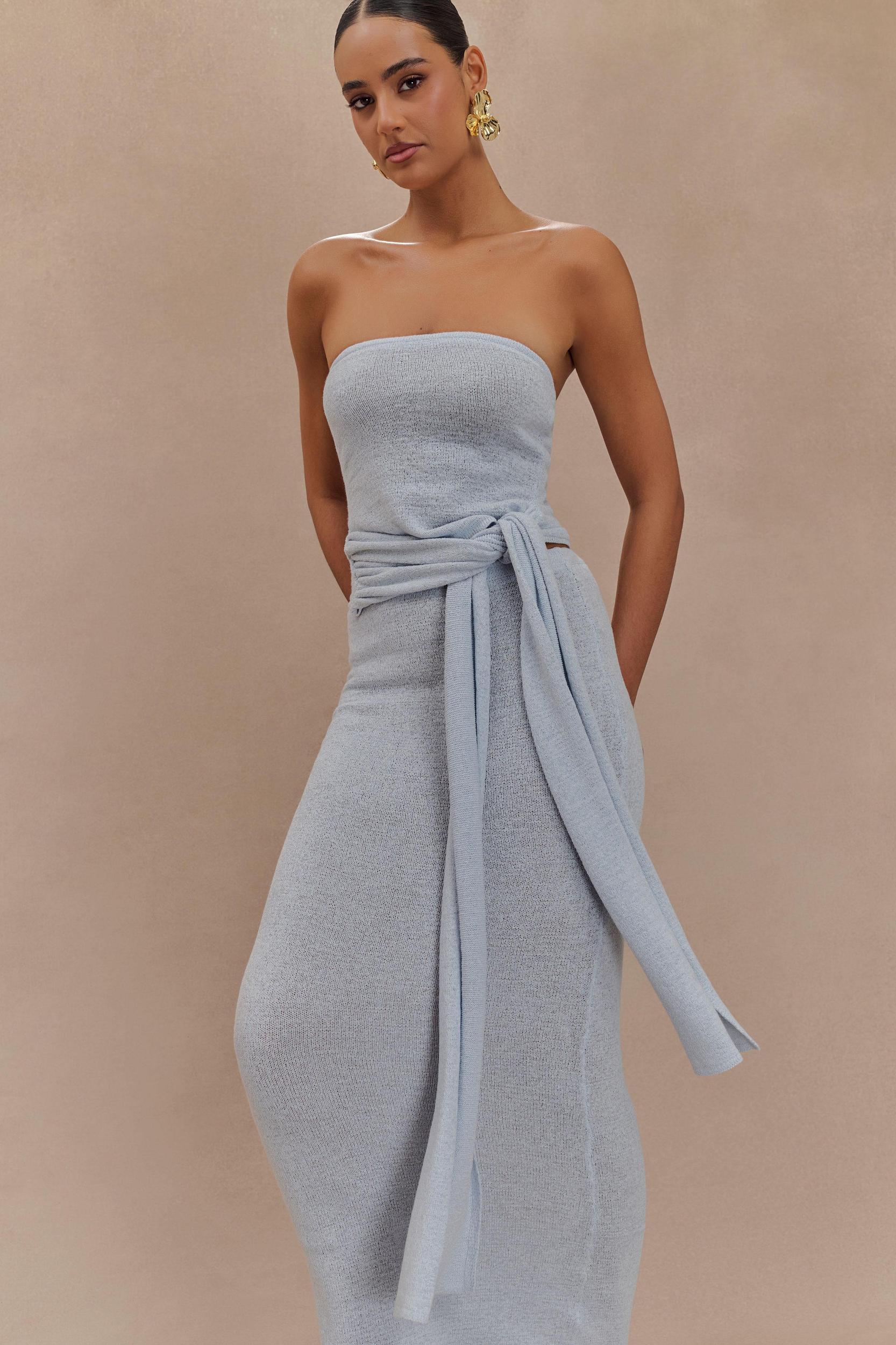 Phoebe Knit Maxi Skirt - Ice Blue Product Image