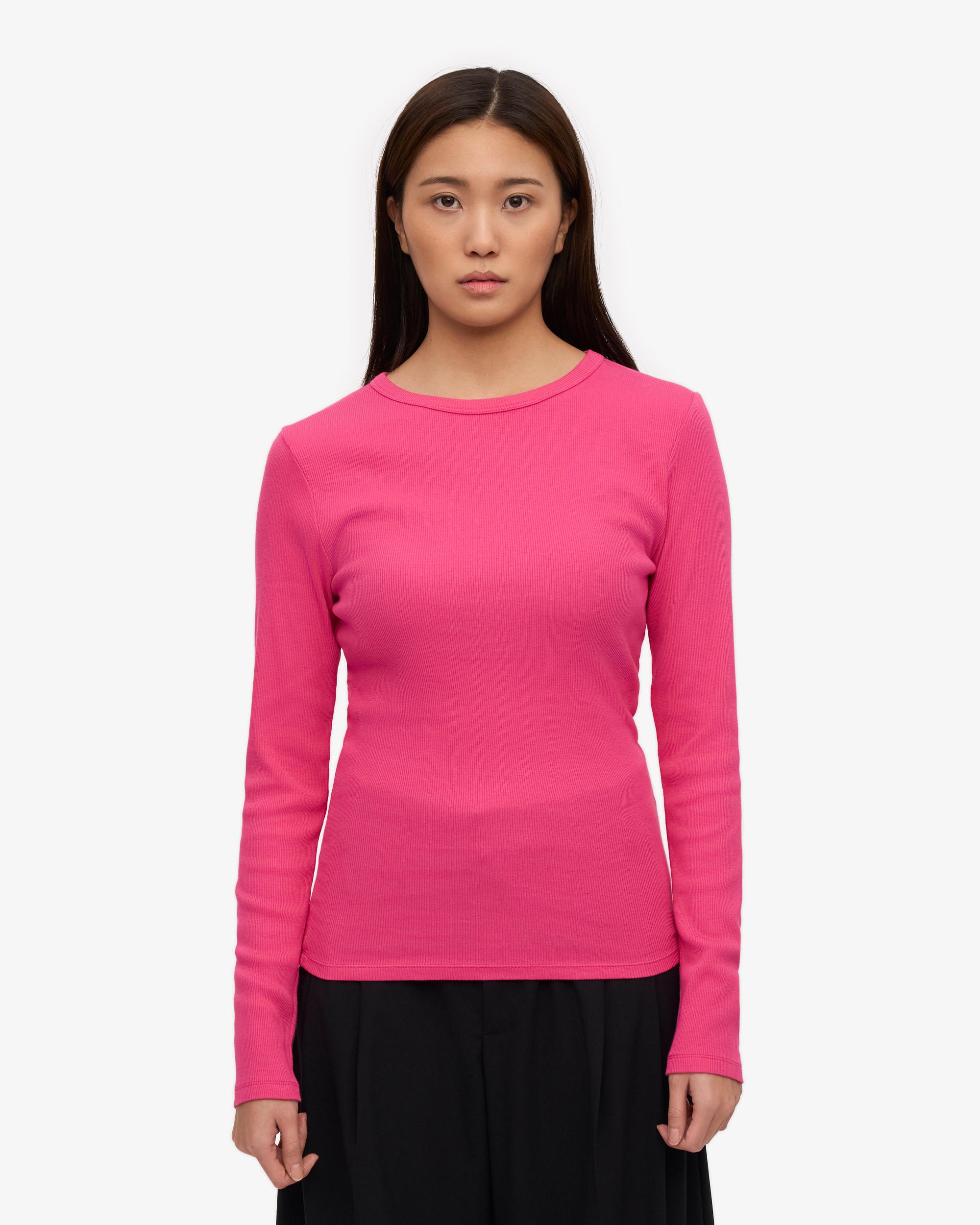 Women Organic Rib LS T-Shirt - Bubblegum Pink Product Image